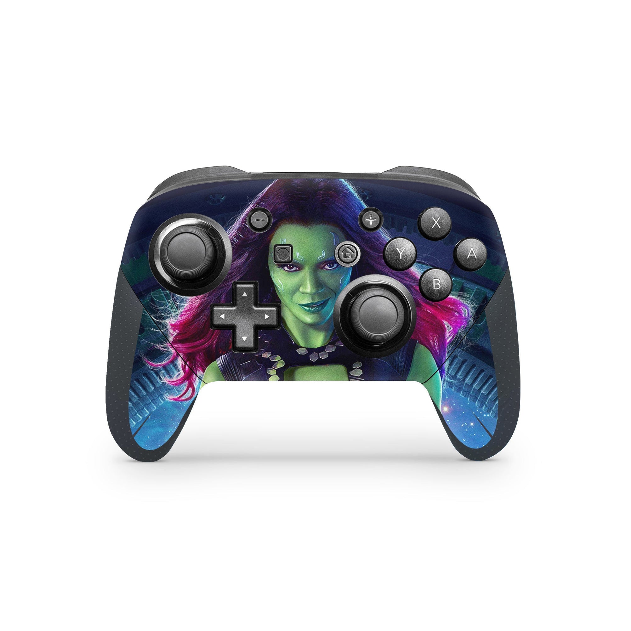 A video game skin featuring a Galaxy Assassin 1 design for the Nintendo Switch Pro Controller.