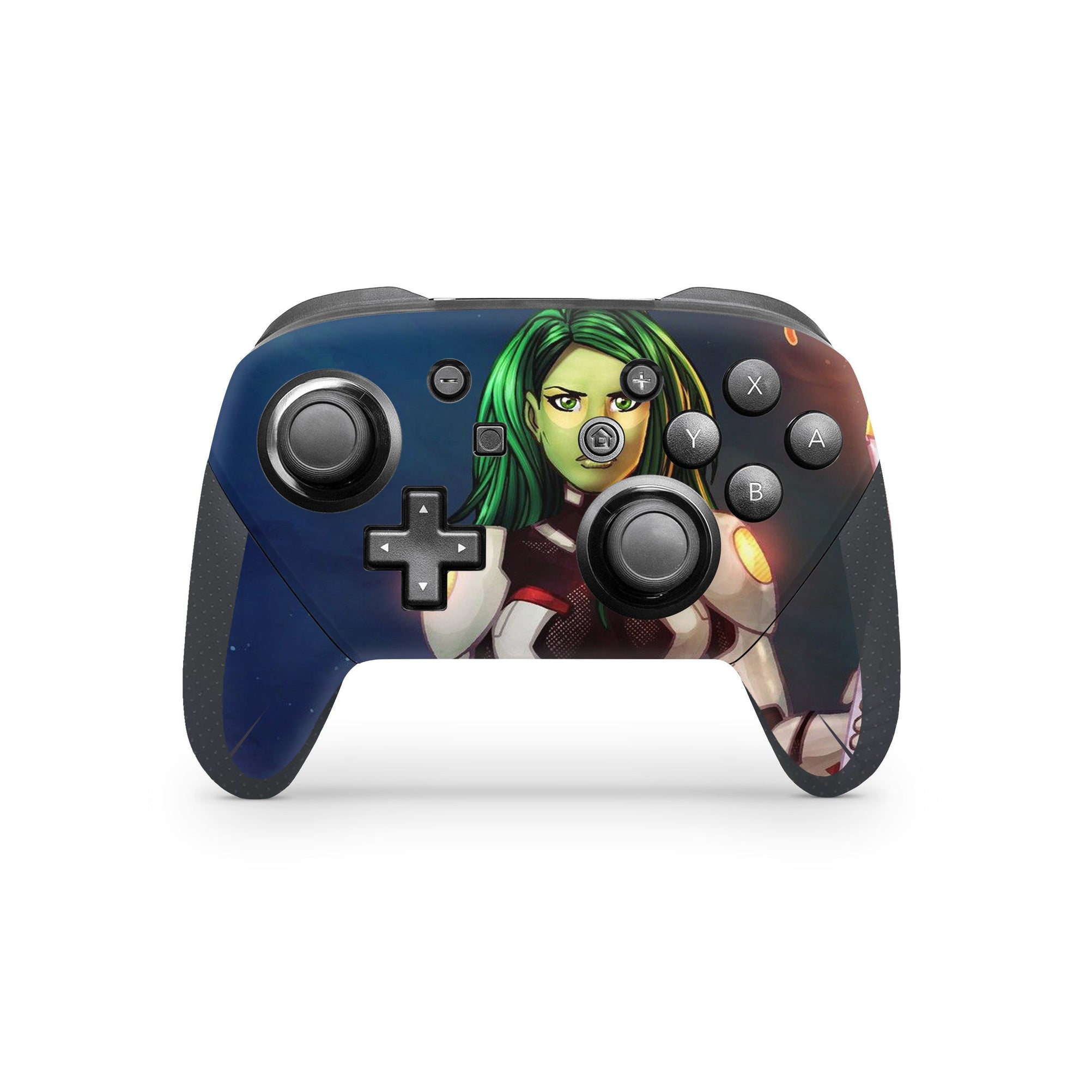 A video game skin featuring a Galaxy Assassin 2 design for the Nintendo Switch Pro Controller.