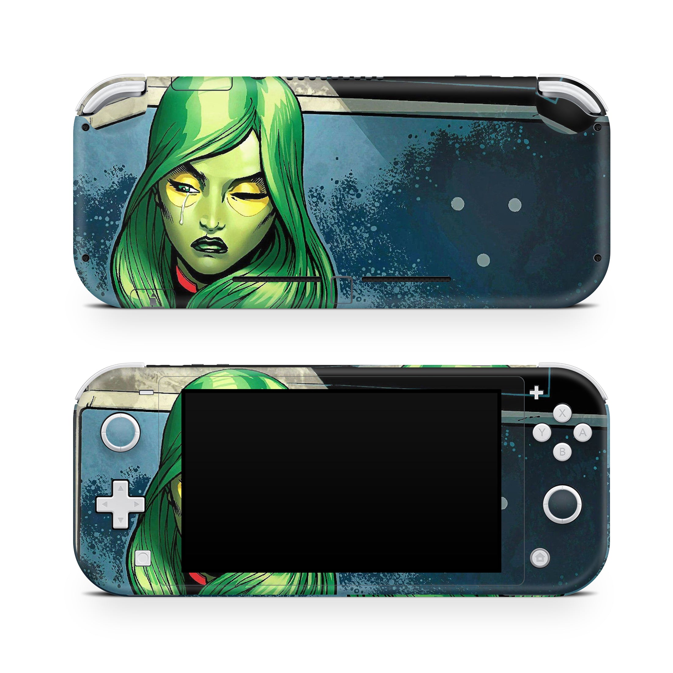 A video game skin featuring a Galaxy Assassin 3 design for the Nintendo Switch Lite.