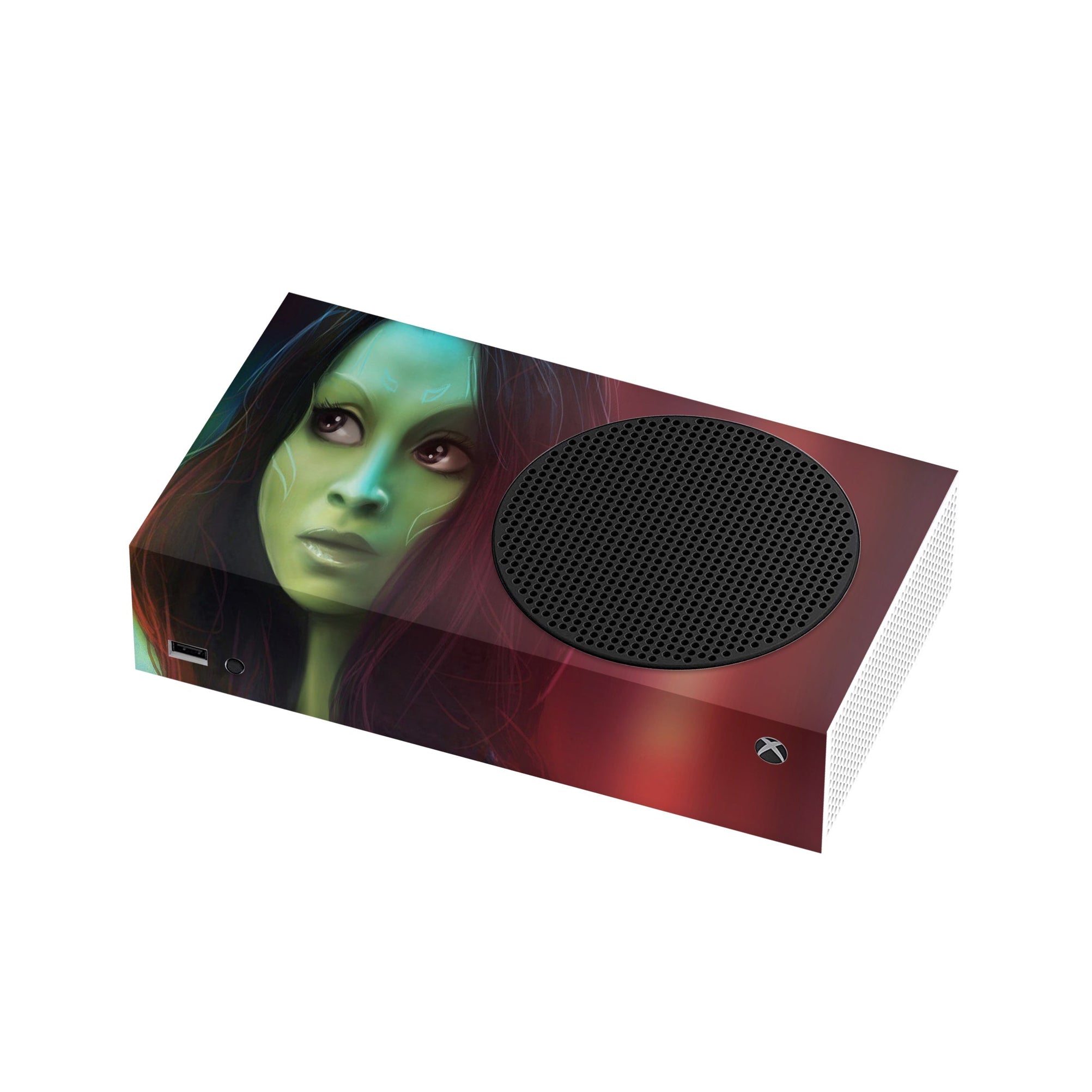 A video game skin featuring a Galaxy Assassin 4 design for the Xbox Series S.