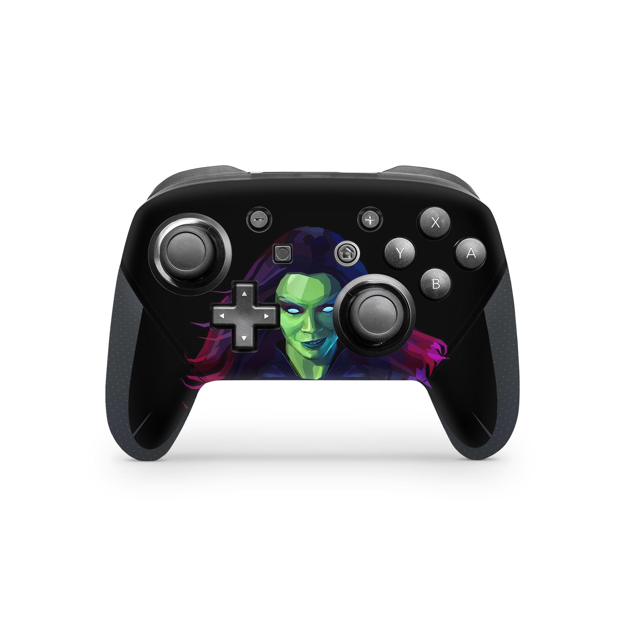 A video game skin featuring a Galaxy Assassin 5 design for the Nintendo Switch Pro Controller.