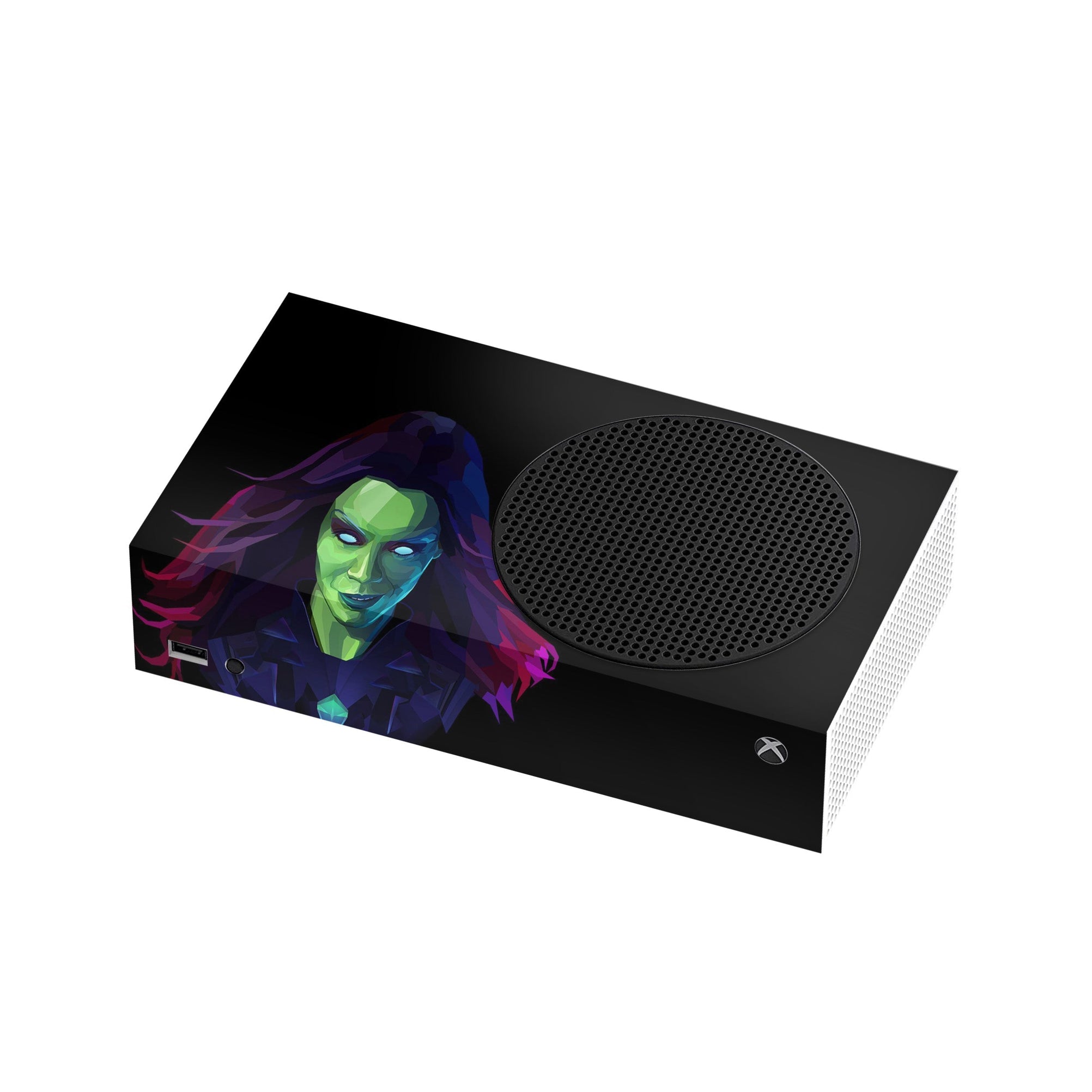 A video game skin featuring a Galaxy Assassin 5 design for the Xbox Series S.