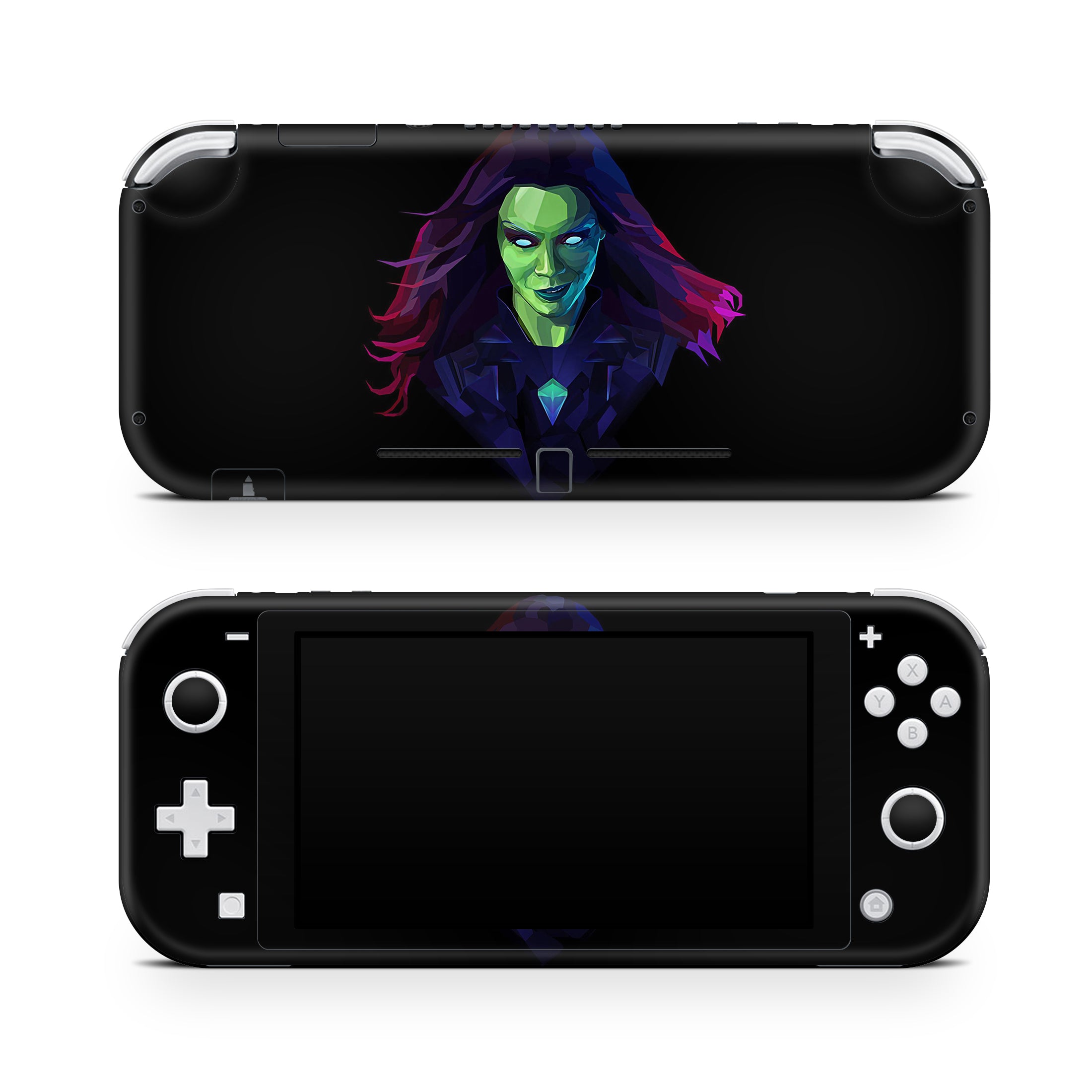 A video game skin featuring a Galaxy Assassin 5 design for the Nintendo Switch Lite.