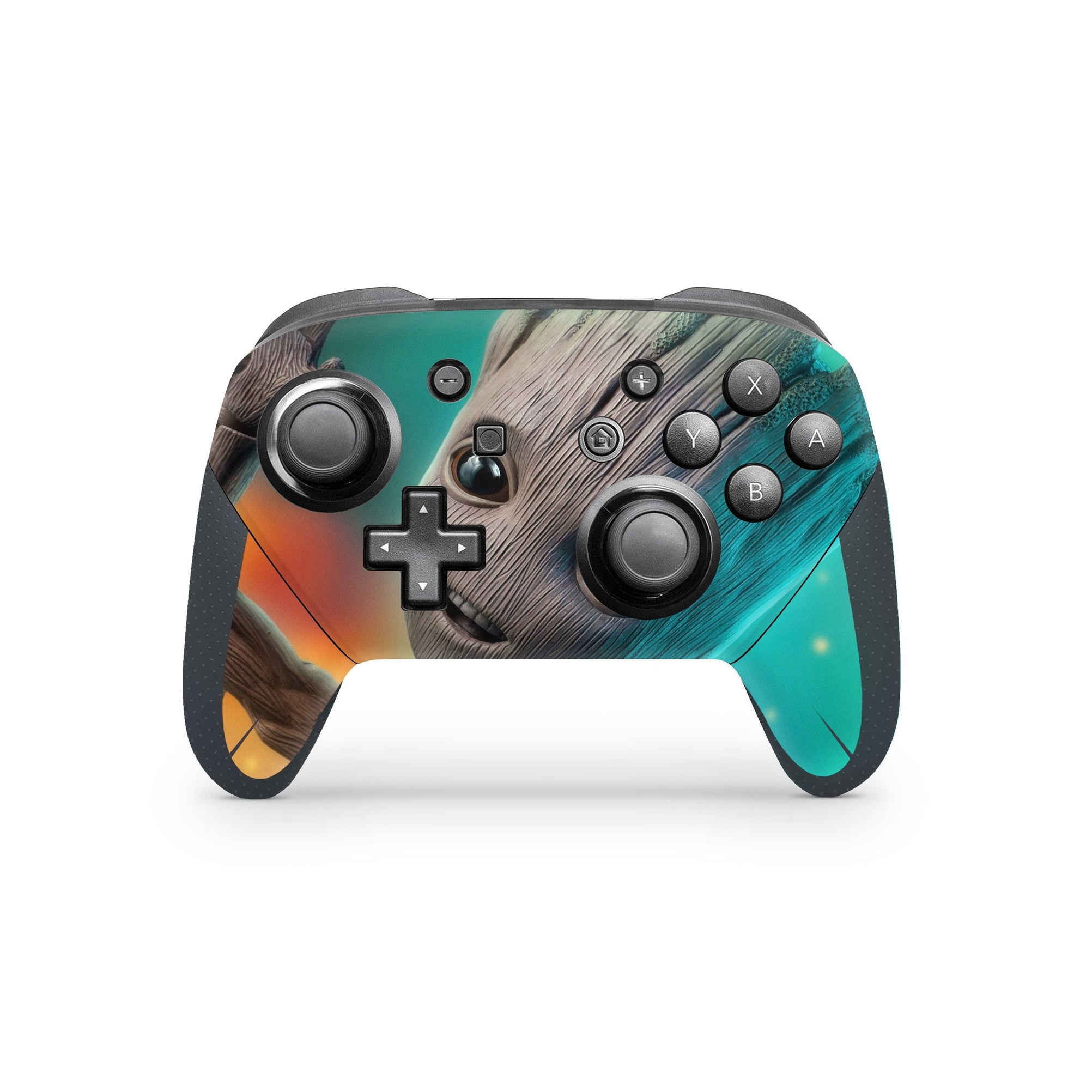 A video game skin featuring a Floral Colossus 3 design for the Nintendo Switch Pro Controller.