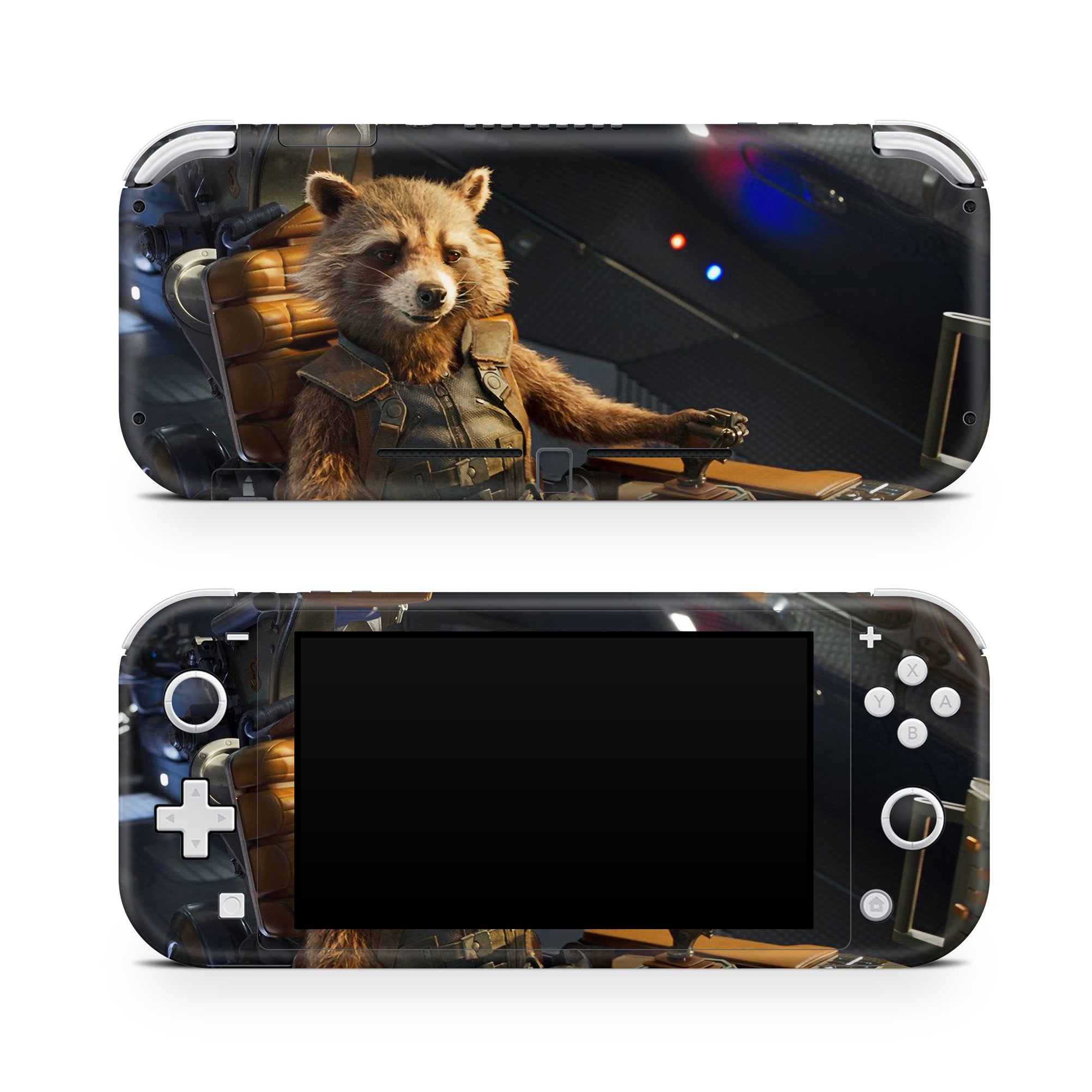 A video game skin featuring a Astro Bandit 2 design for the Nintendo Switch Lite.