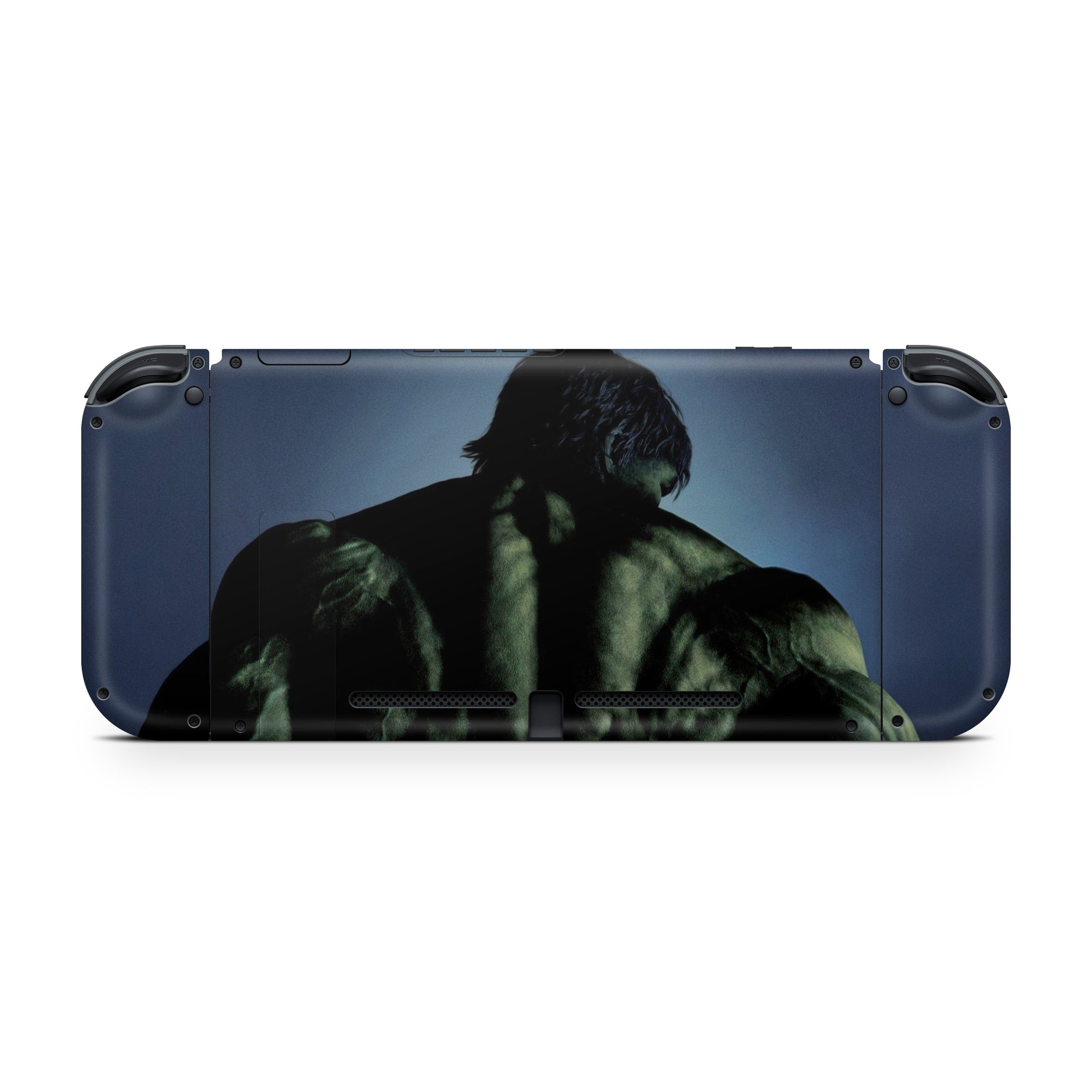 A video game skin featuring a Colossal Green Titan 1 design for the Nintendo Switch OLED.