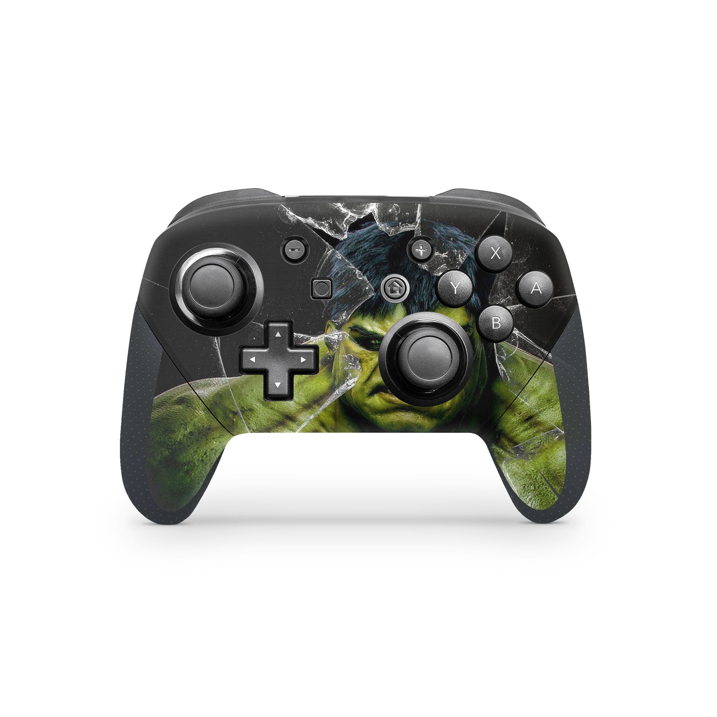 A video game skin featuring a Colossal Green Titan 3 design for the Nintendo Switch Pro Controller.