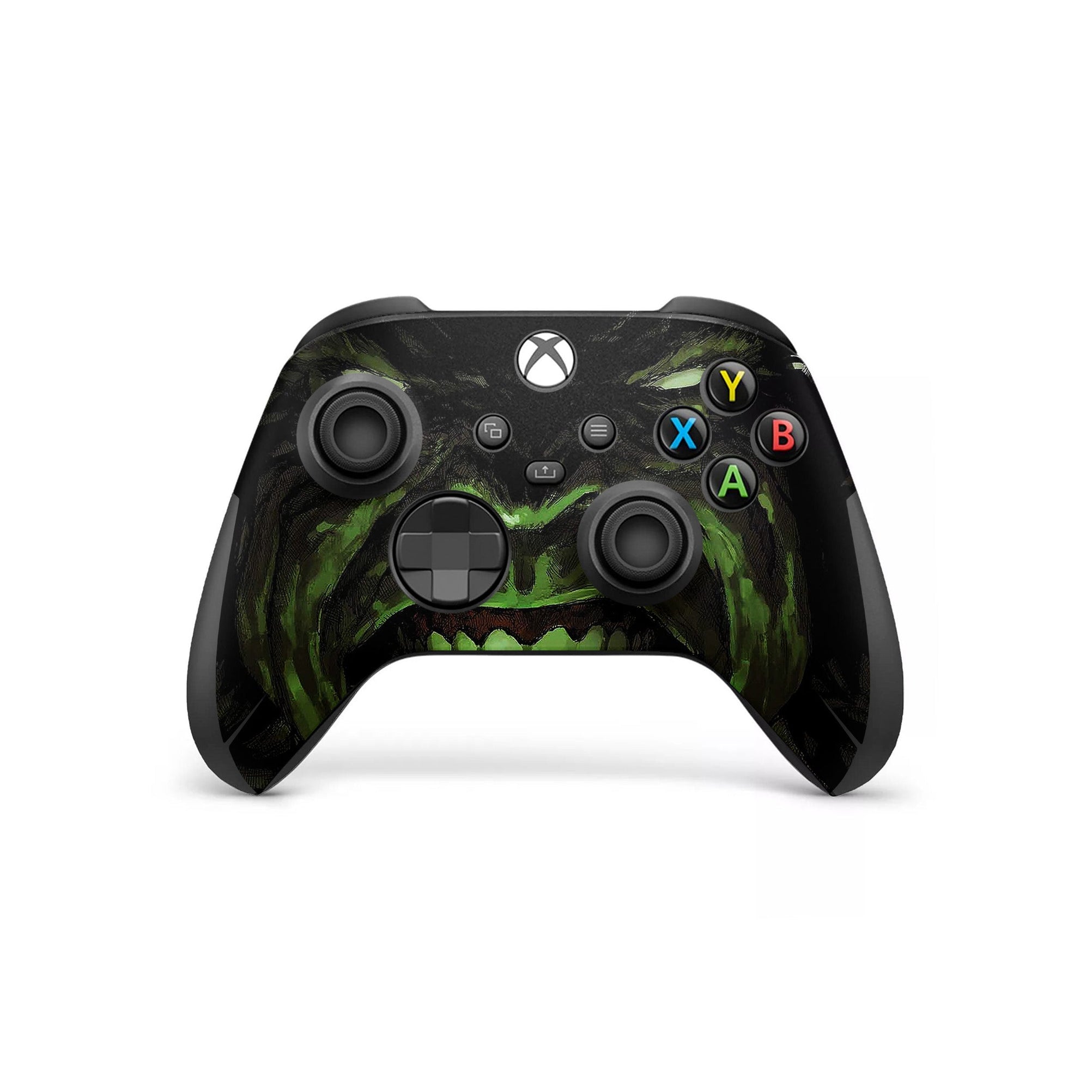 A video game skin featuring a Colossal Green Titan 4 design for the Xbox Series X Controller.