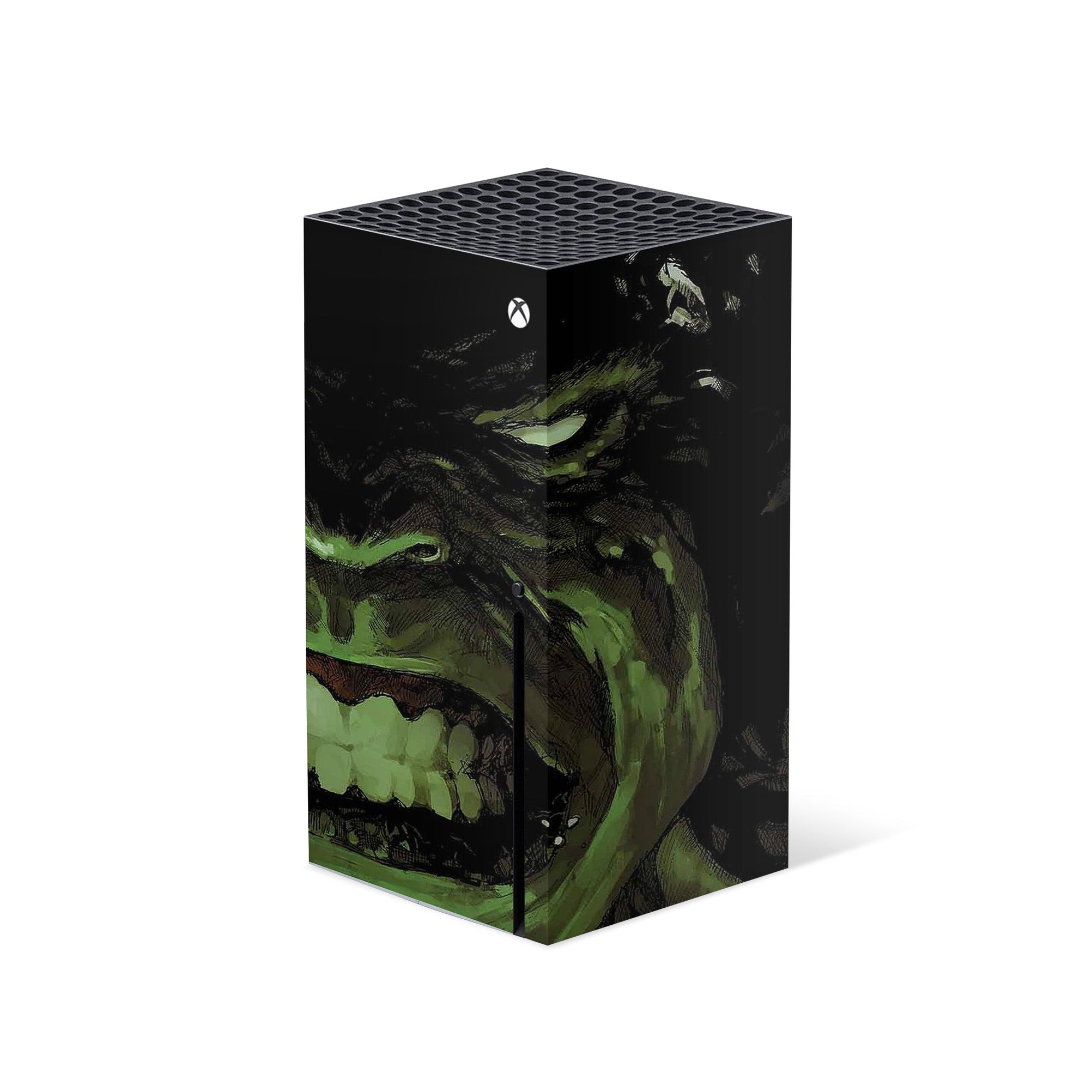 A video game skin featuring a Colossal Green Titan 4 design for the Xbox Series X.