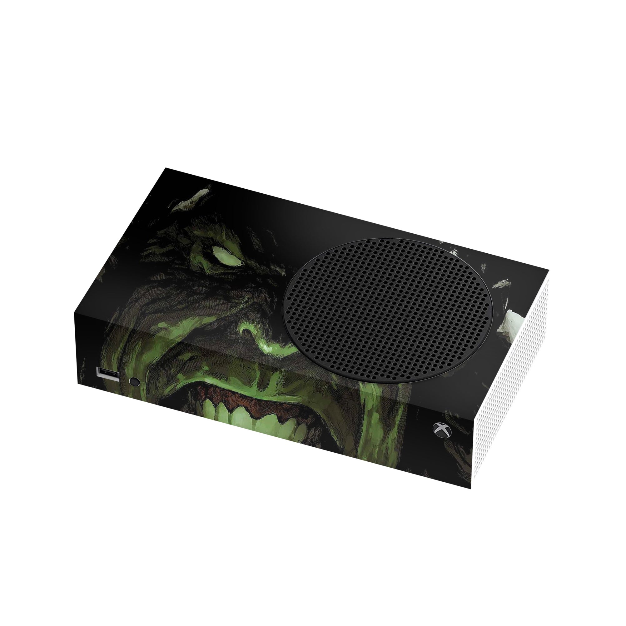 A video game skin featuring a Colossal Green Titan 4 design for the Xbox Series S.