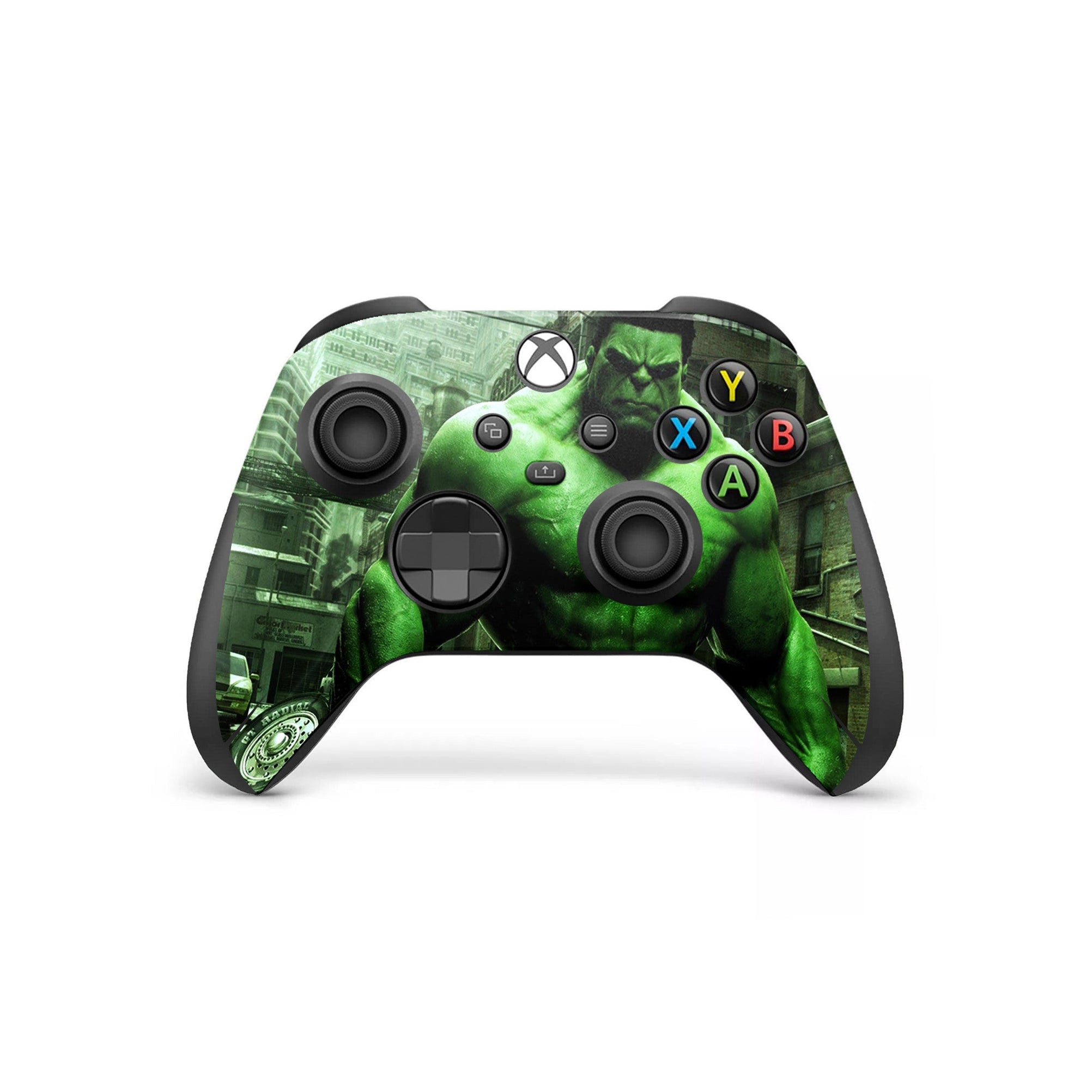 A video game skin featuring a Colossal Green Titan 5 design for the Xbox Series X Controller.