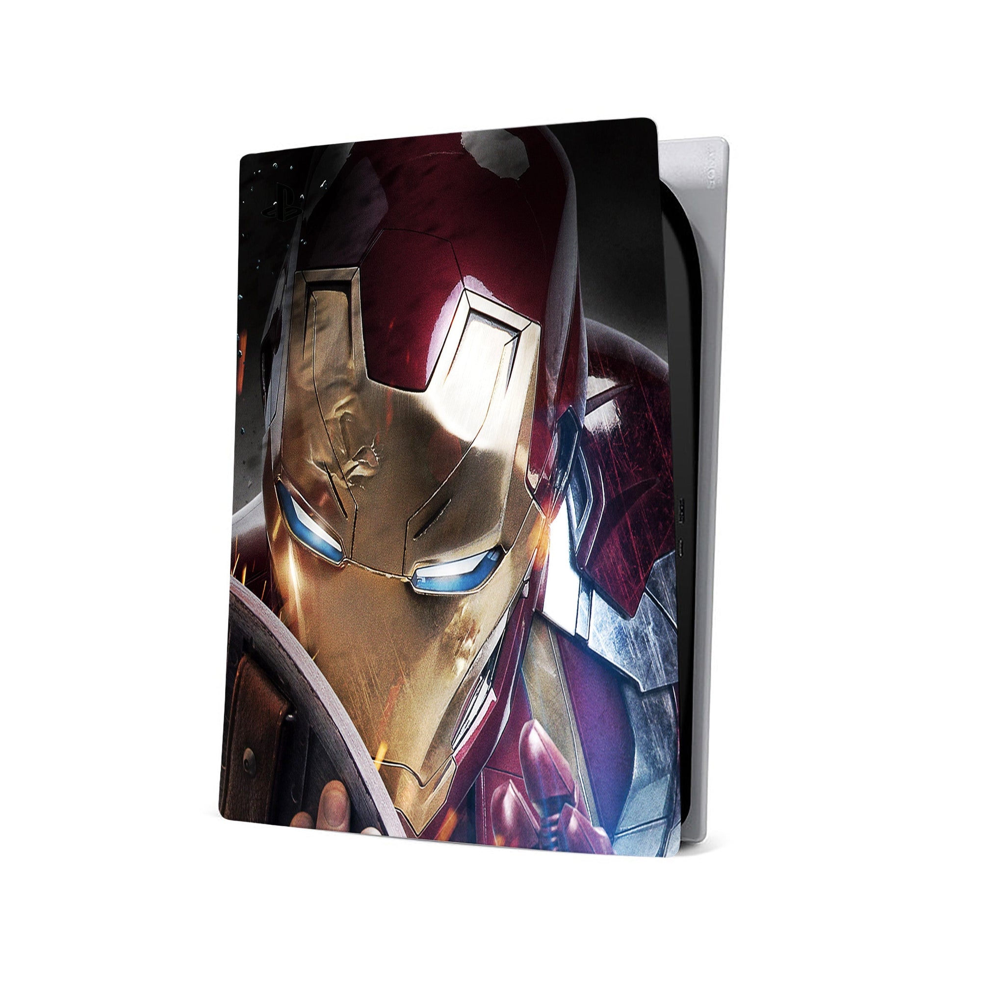 A video game skin featuring a Armored Avenger 1 design for the PS5 Digital.