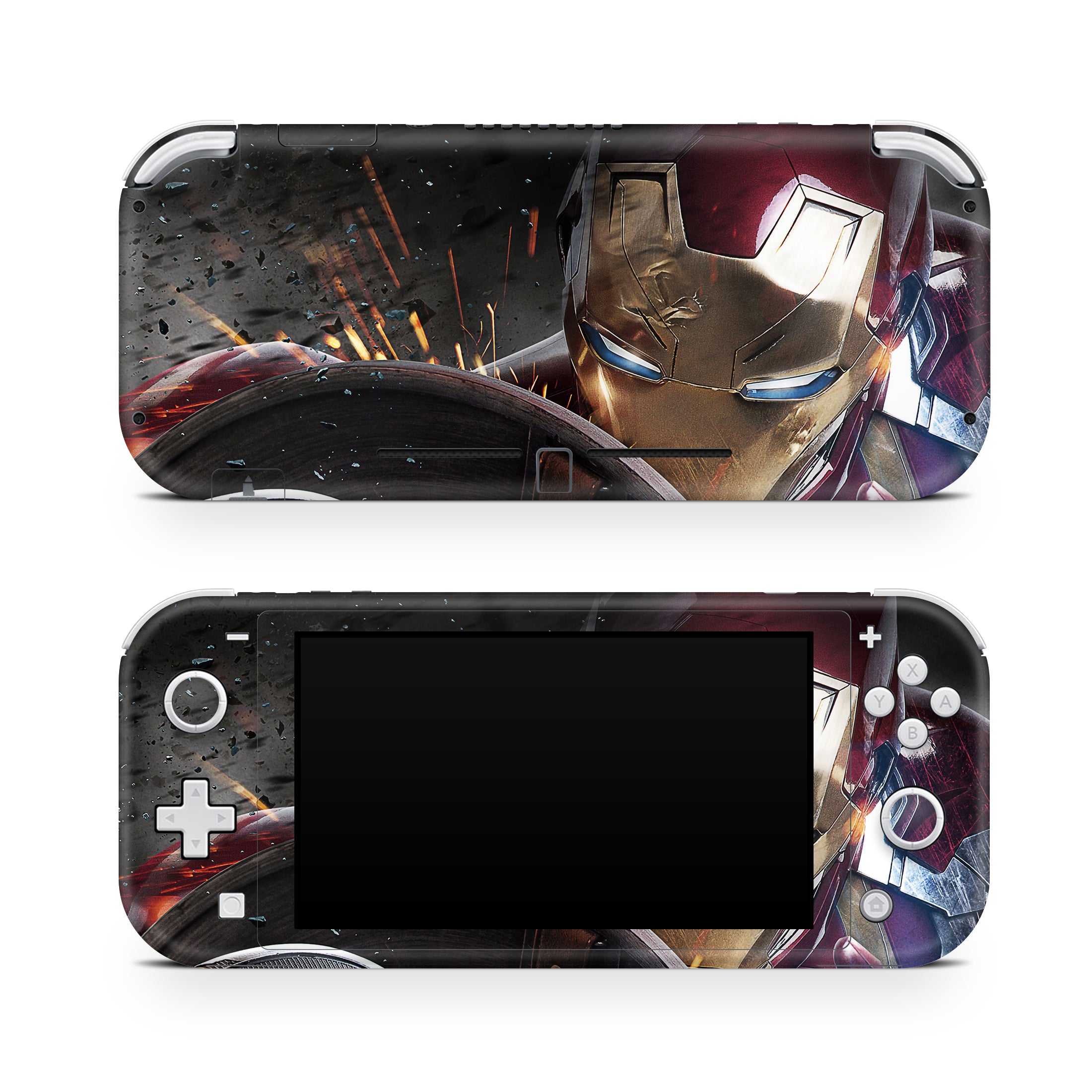 A video game skin featuring a Armored Avenger 1 design for the Nintendo Switch Lite.