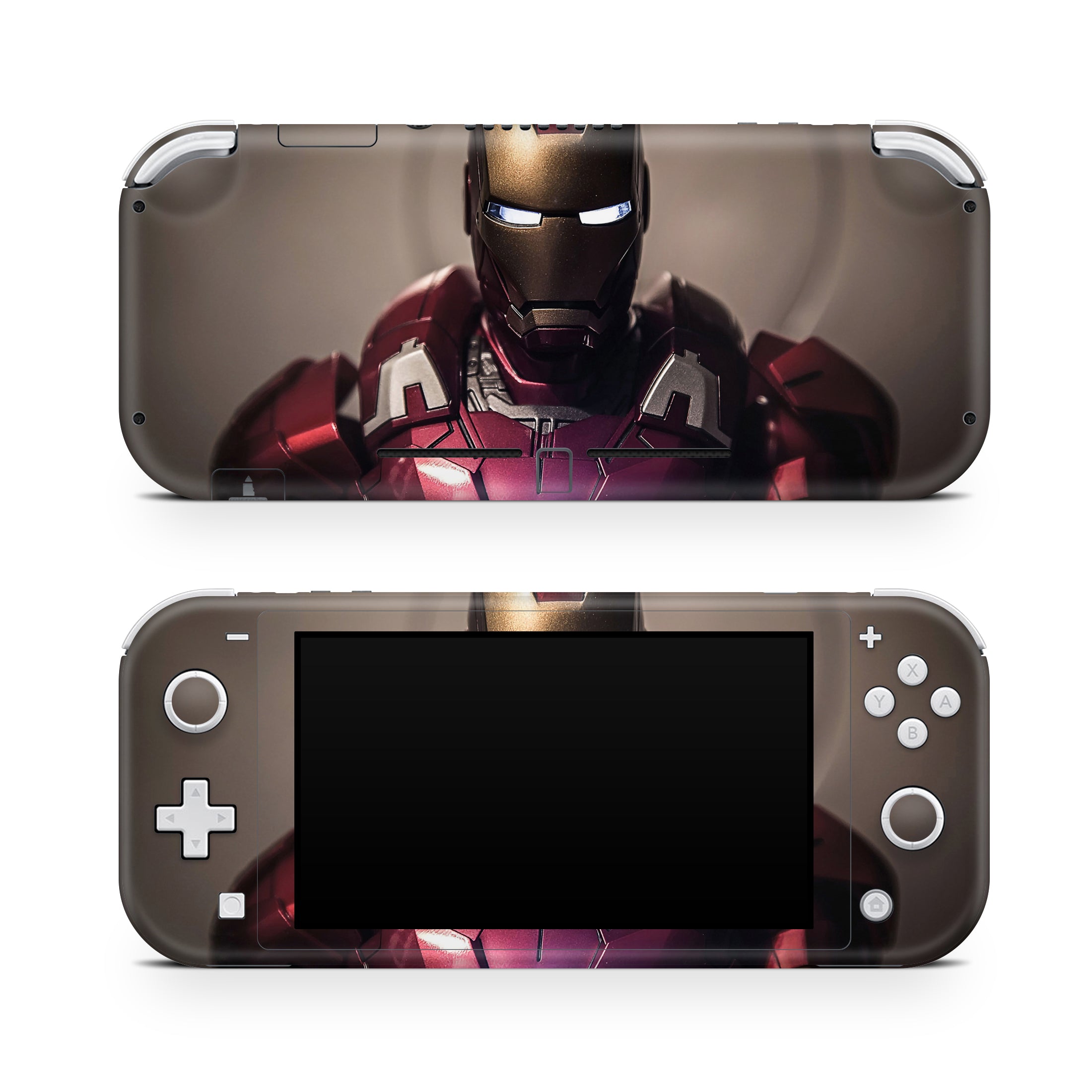 A video game skin featuring a Armored Avenger 11 design for the Nintendo Switch Lite.