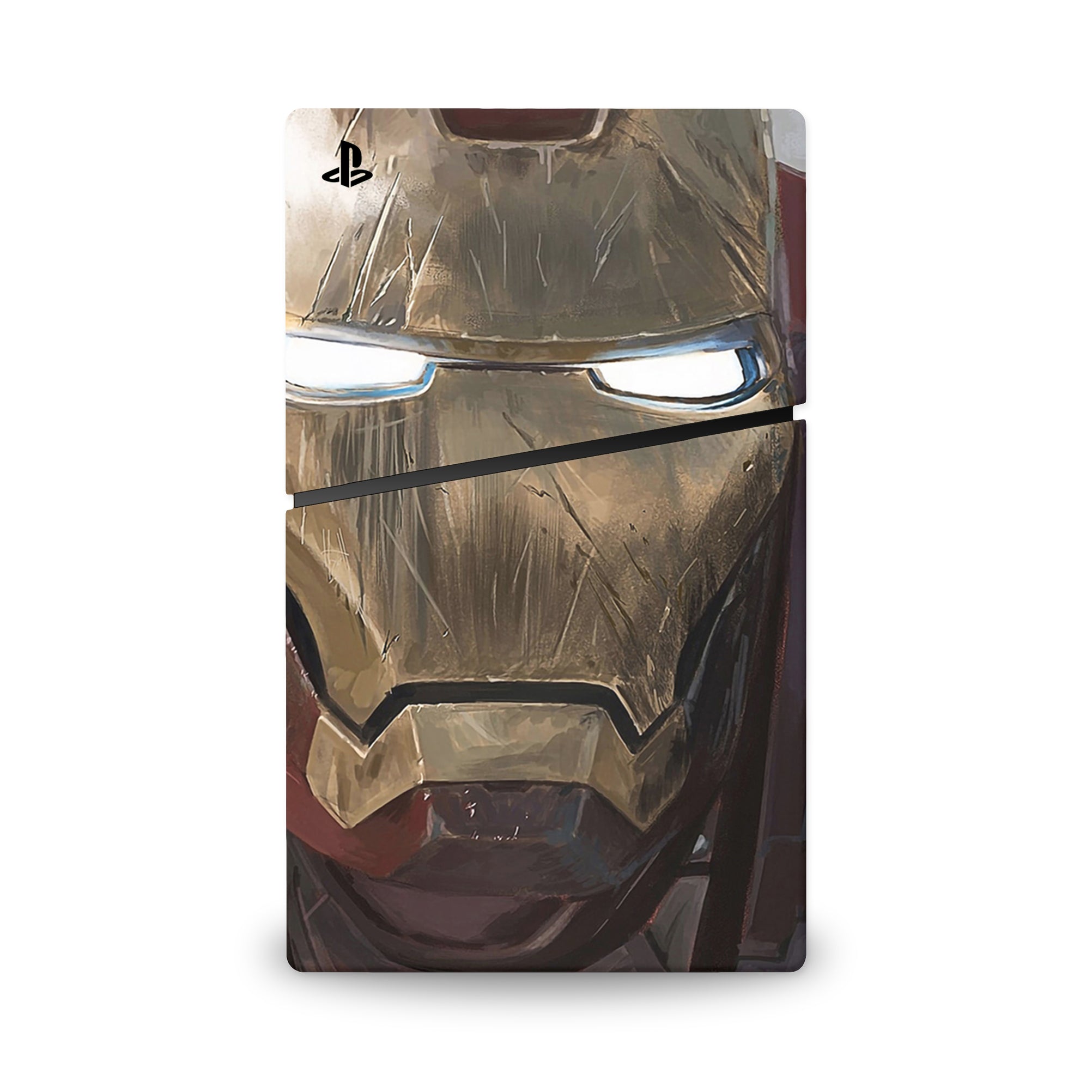 A video game skin featuring a Armored Avenger 12 design for the PS5 Digital Slim.