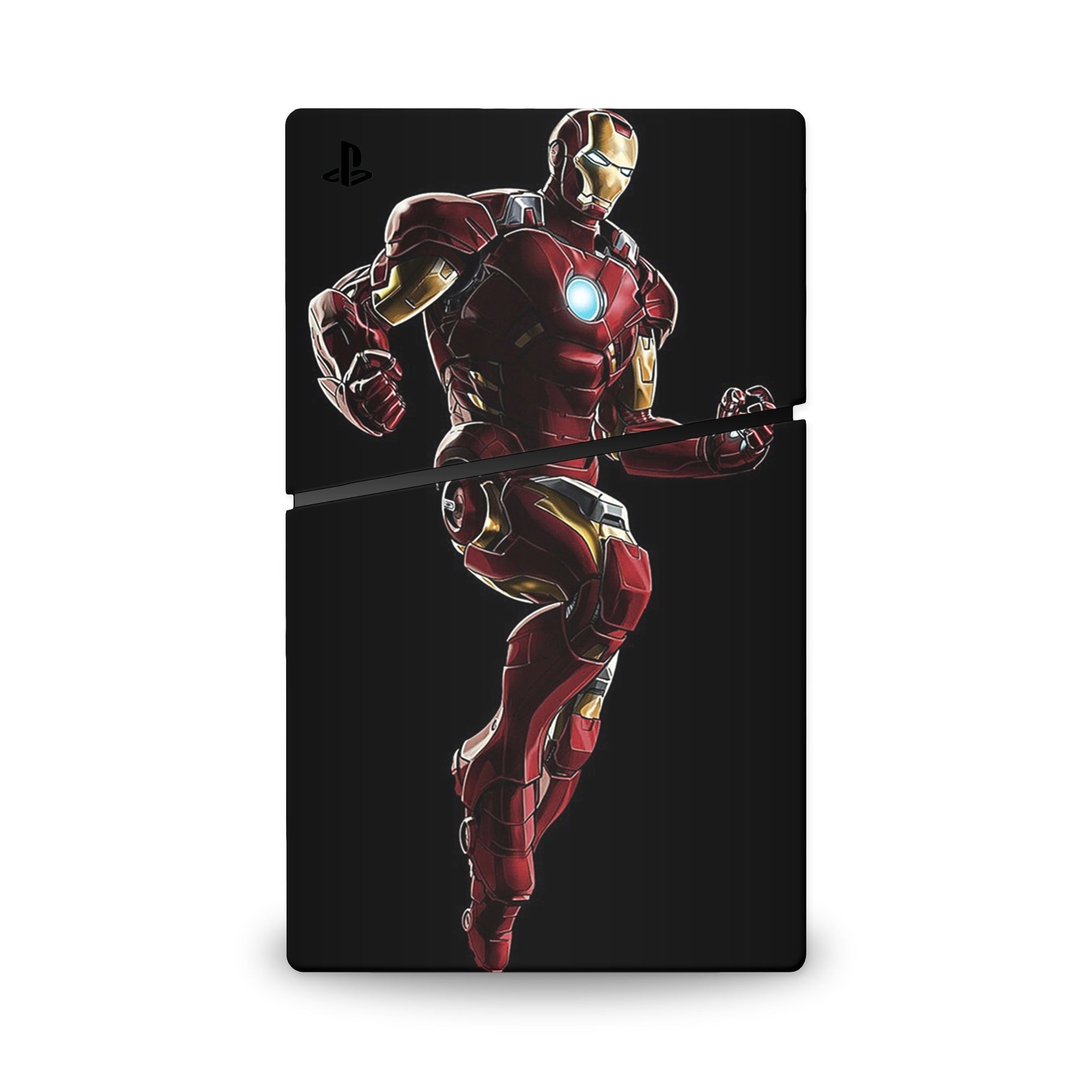 A video game skin featuring a Armored Avenger 14 design for the PS5 Slim.