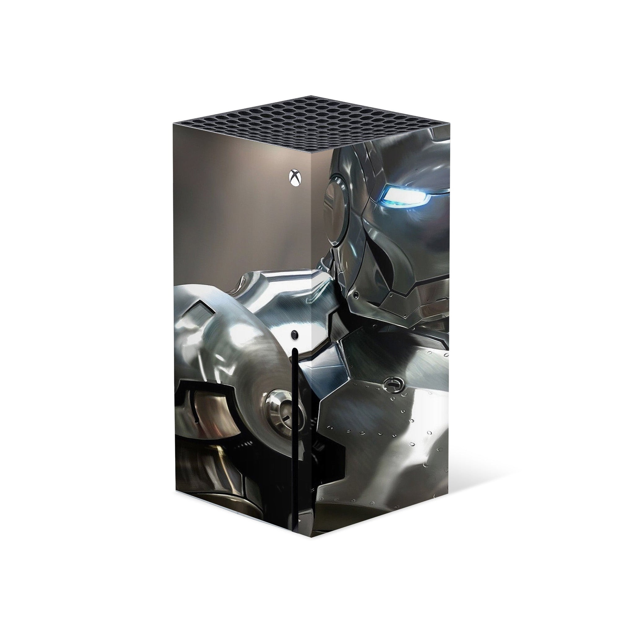 A video game skin featuring a Armored Avenger 15 design for the Xbox Series X.