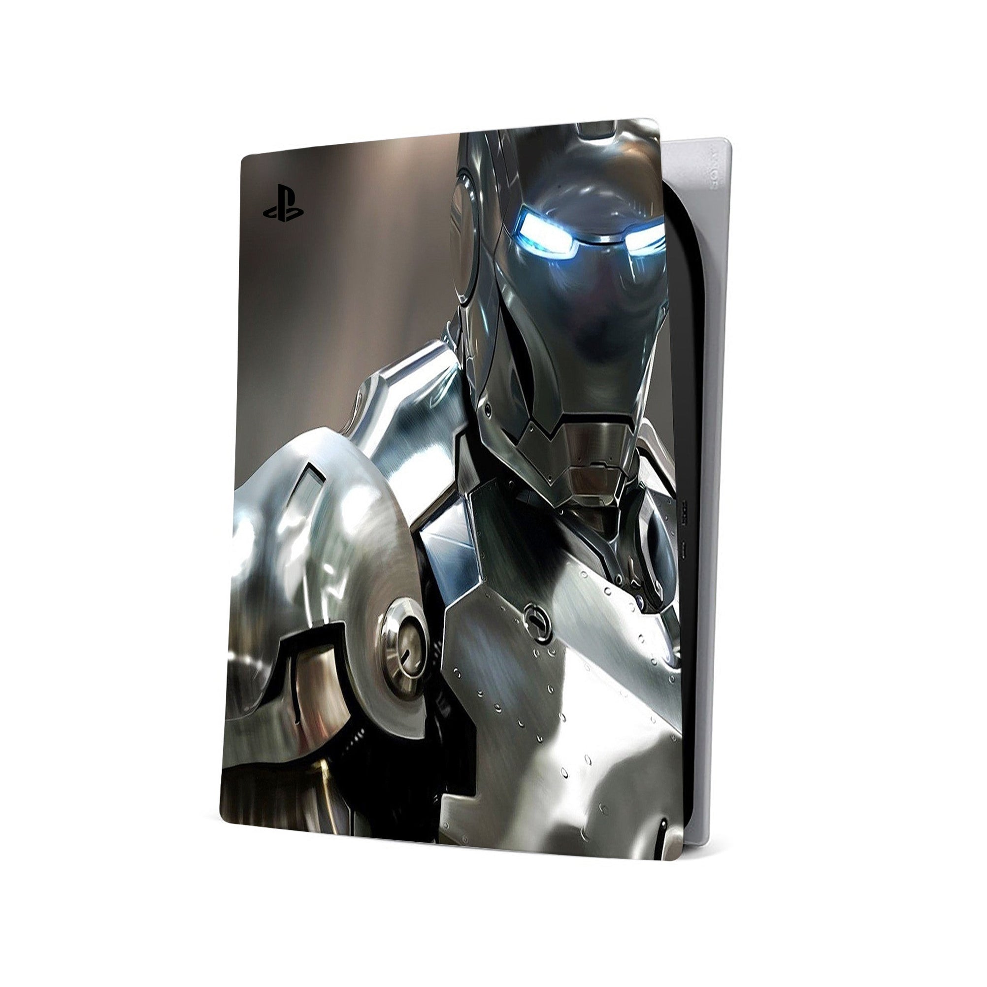 A video game skin featuring a Armored Avenger 15 design for the PS5 Digital.