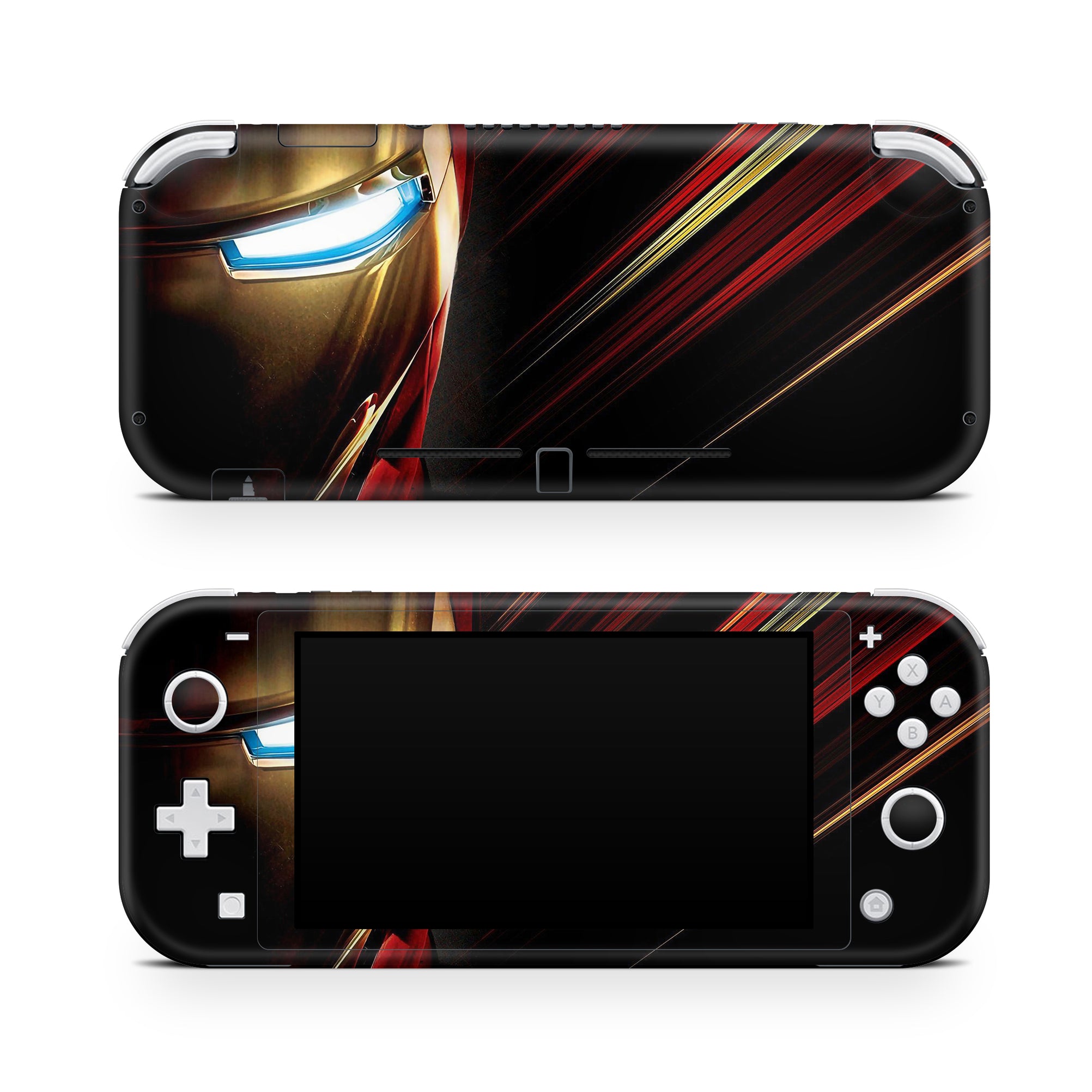 A video game skin featuring a Armored Avenger 3 design for the Nintendo Switch Lite.