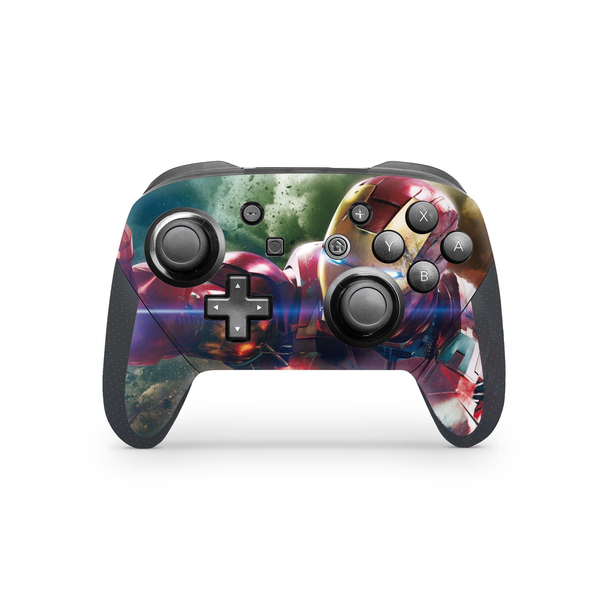 A video game skin featuring a Armored Avenger 4 design for the Nintendo Switch Pro Controller.