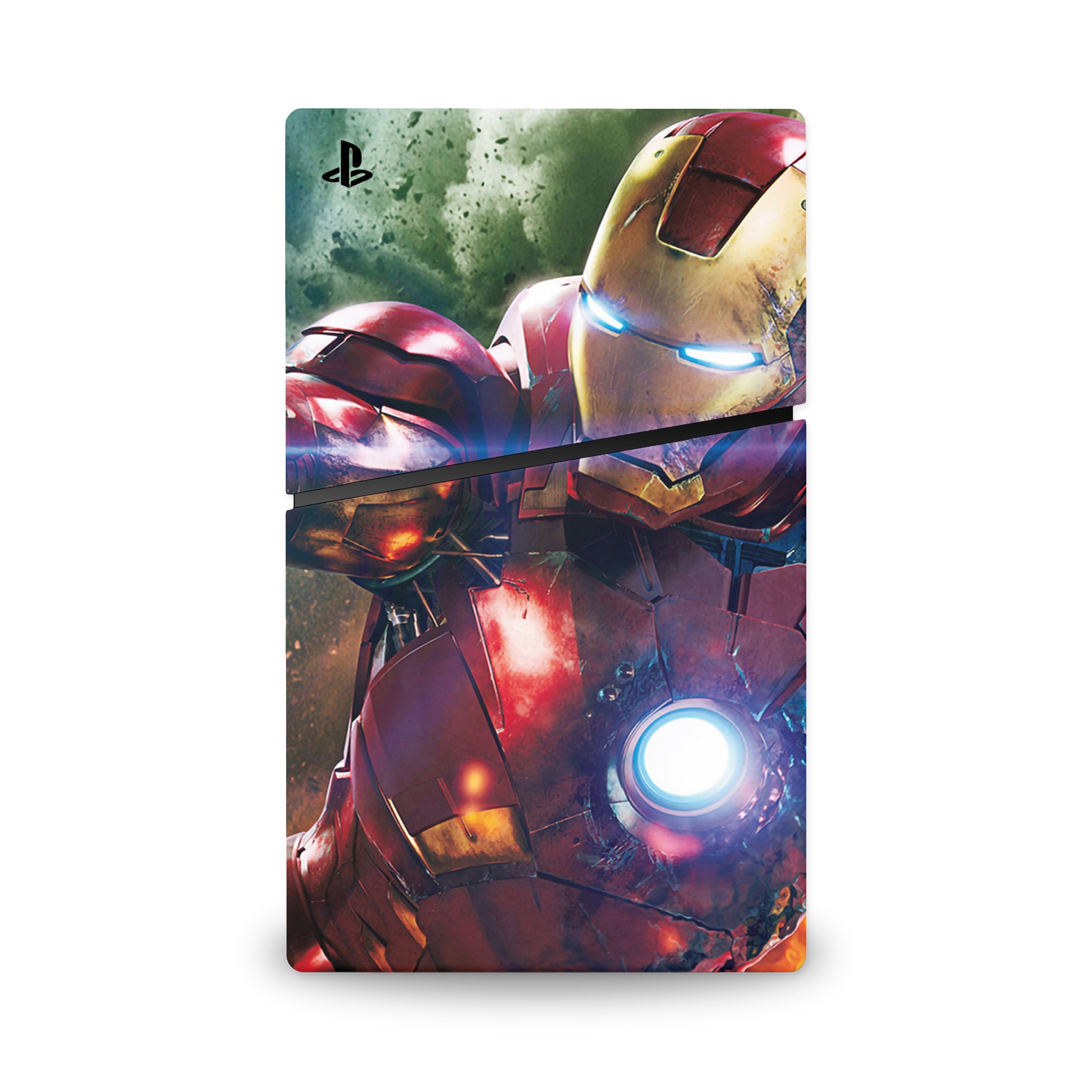 A video game skin featuring a Armored Avenger 4 design for the PS5 Slim Digital.