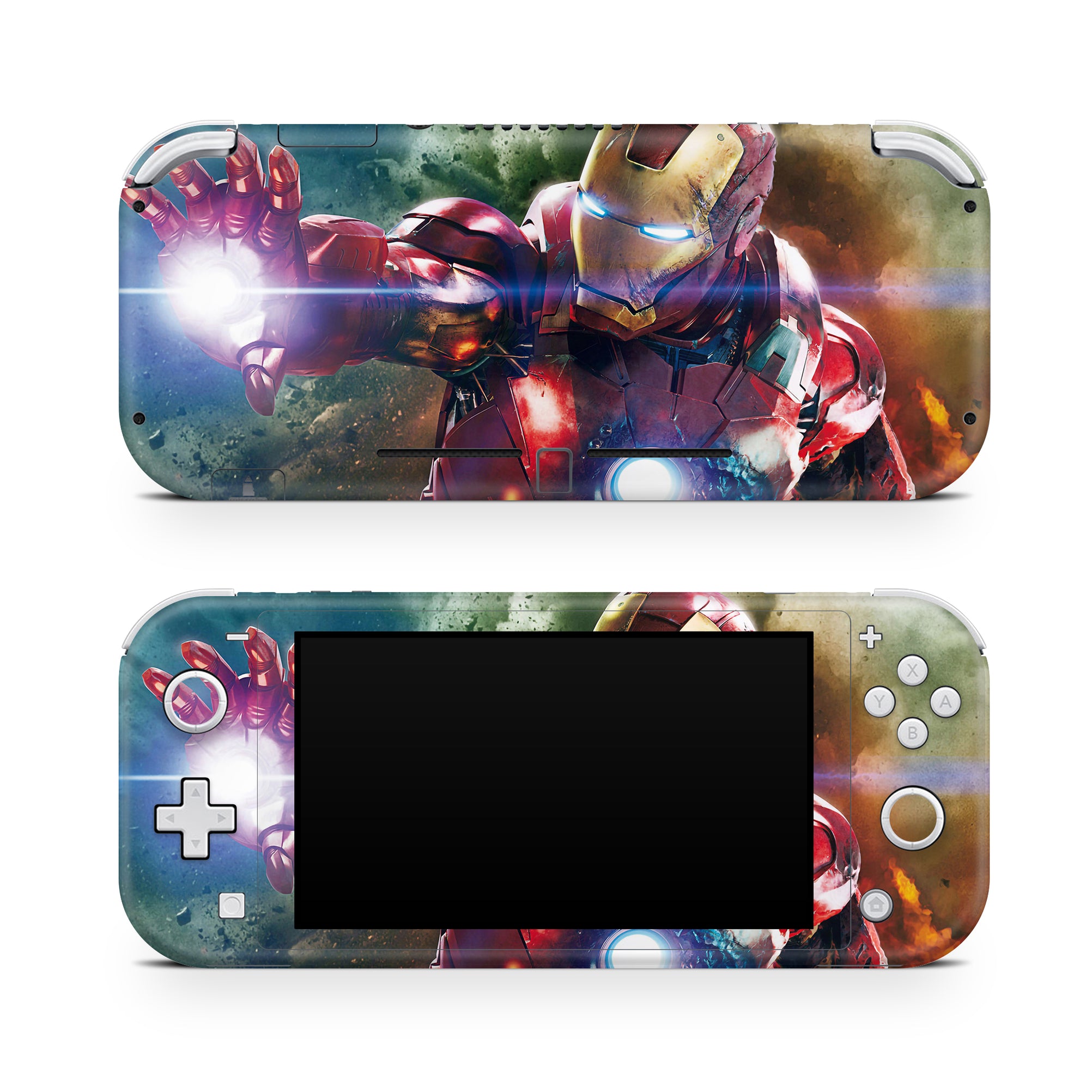 A video game skin featuring a Armored Avenger 4 design for the Nintendo Switch Lite.