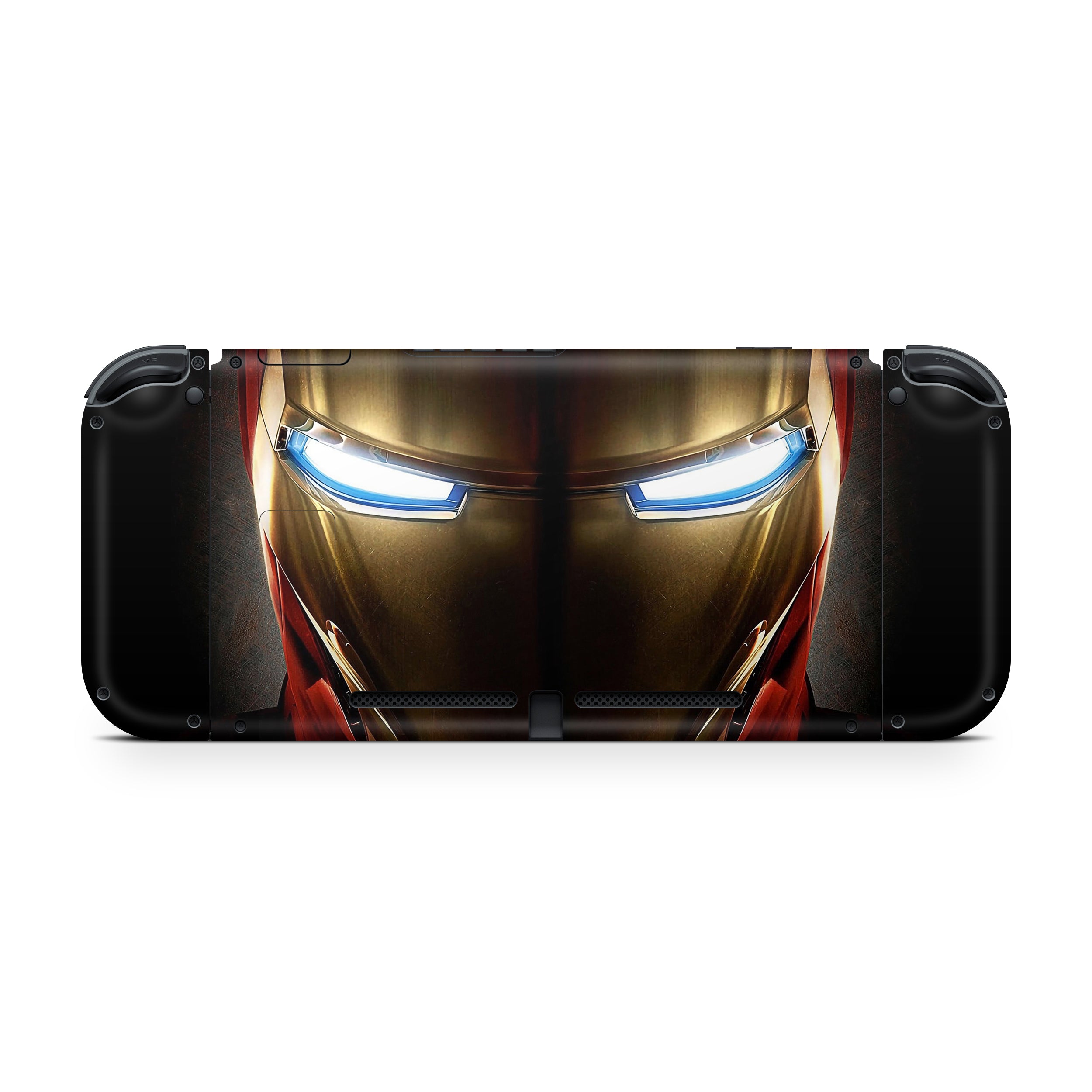 A video game skin featuring a Armored Avenger 6 design for the Nintendo Switch OLED.