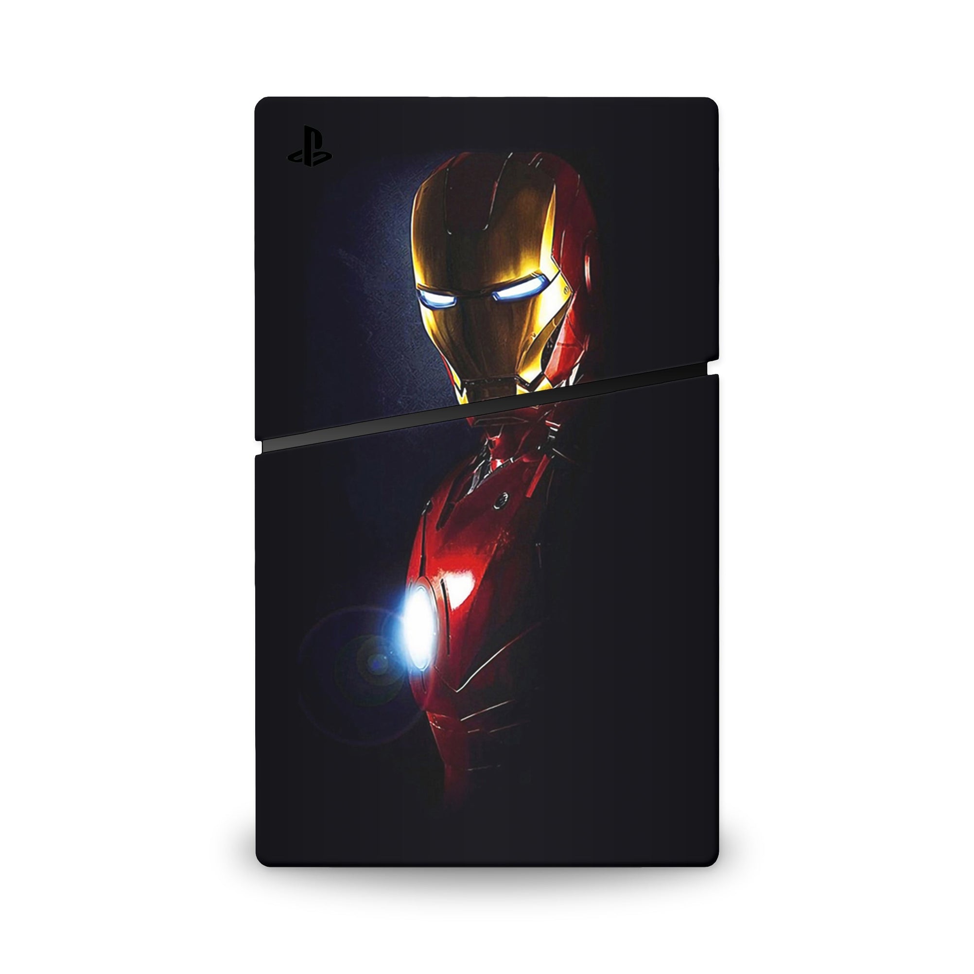 A video game skin featuring a Armored Avenger 8 design for the PS5 Slim Digital.