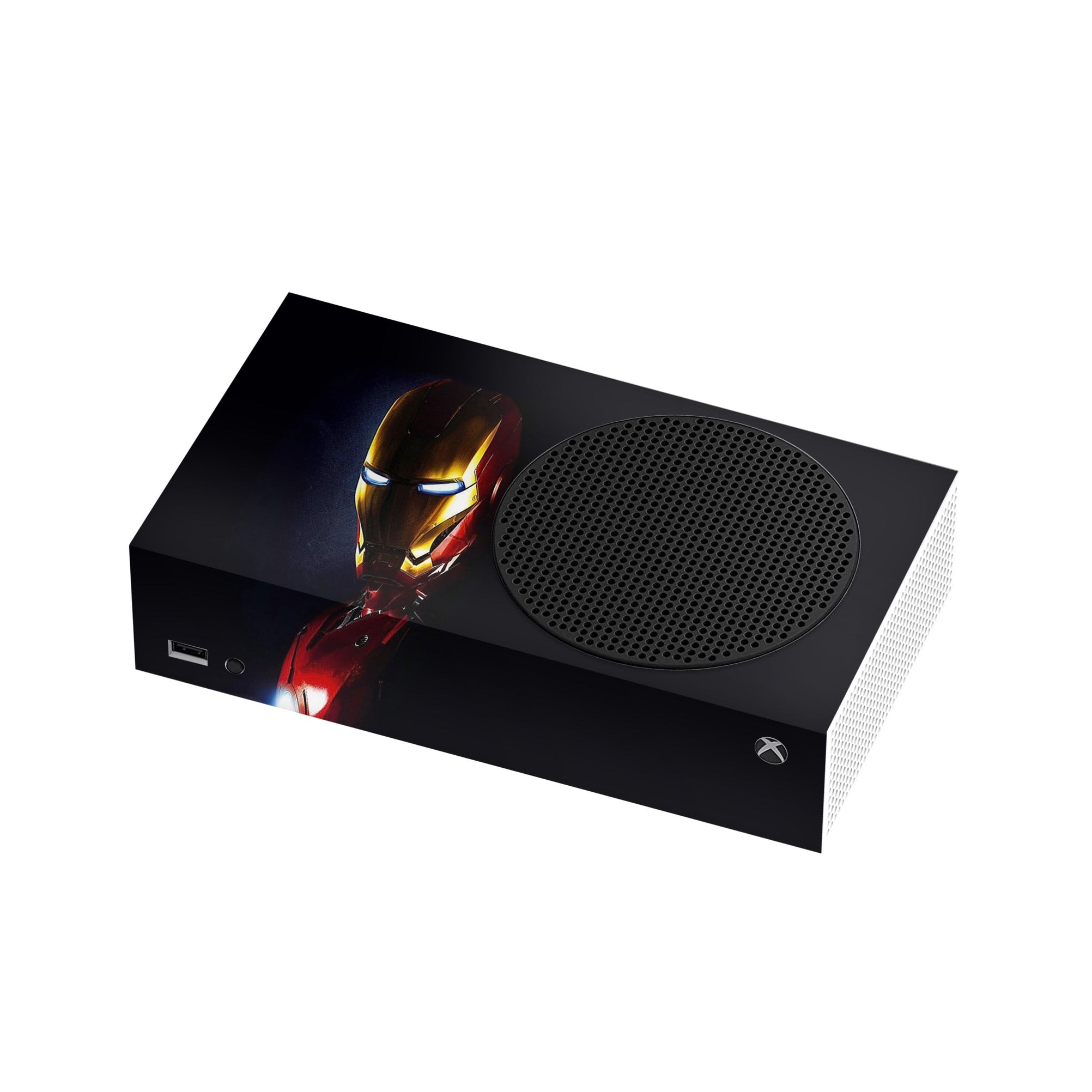 A video game skin featuring a Armored Avenger 8 design for the Xbox Series S.