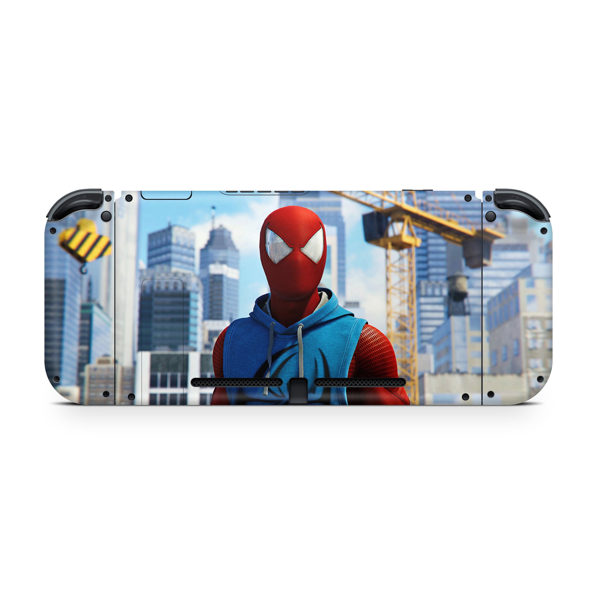 A video game skin featuring a Super Wall Crawler 8 design for the Nintendo Switch OLED.