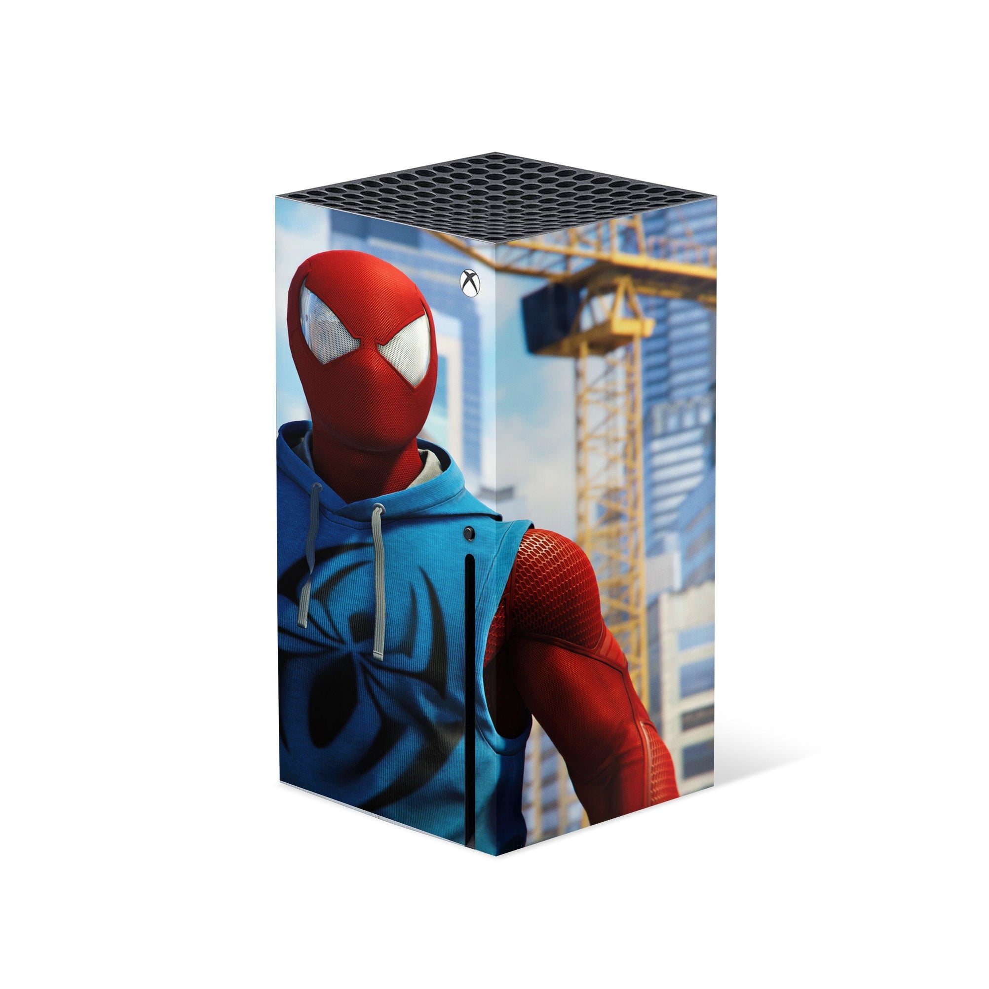 A video game skin featuring a Super Wall Crawler 8 design for the Xbox Series X.