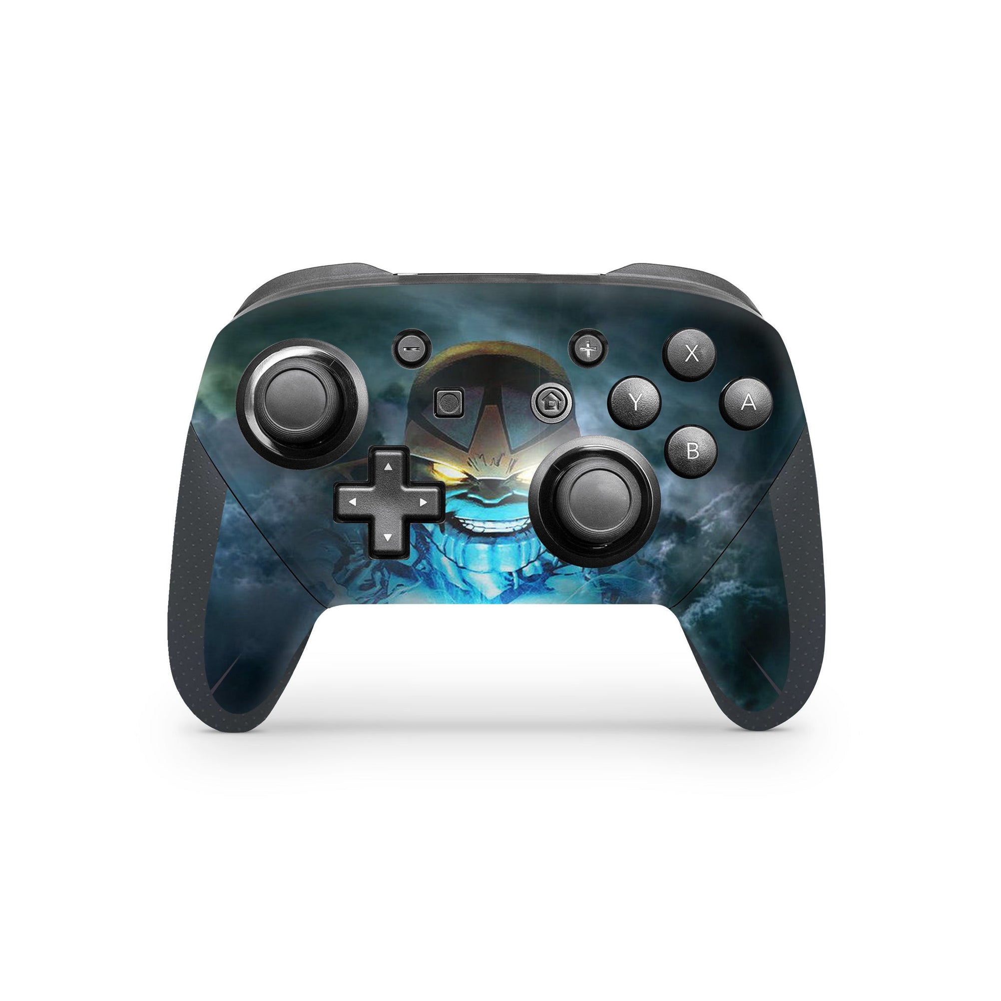 A video game skin featuring a Chaos Titan 3 design for the Nintendo Switch Pro Controller.