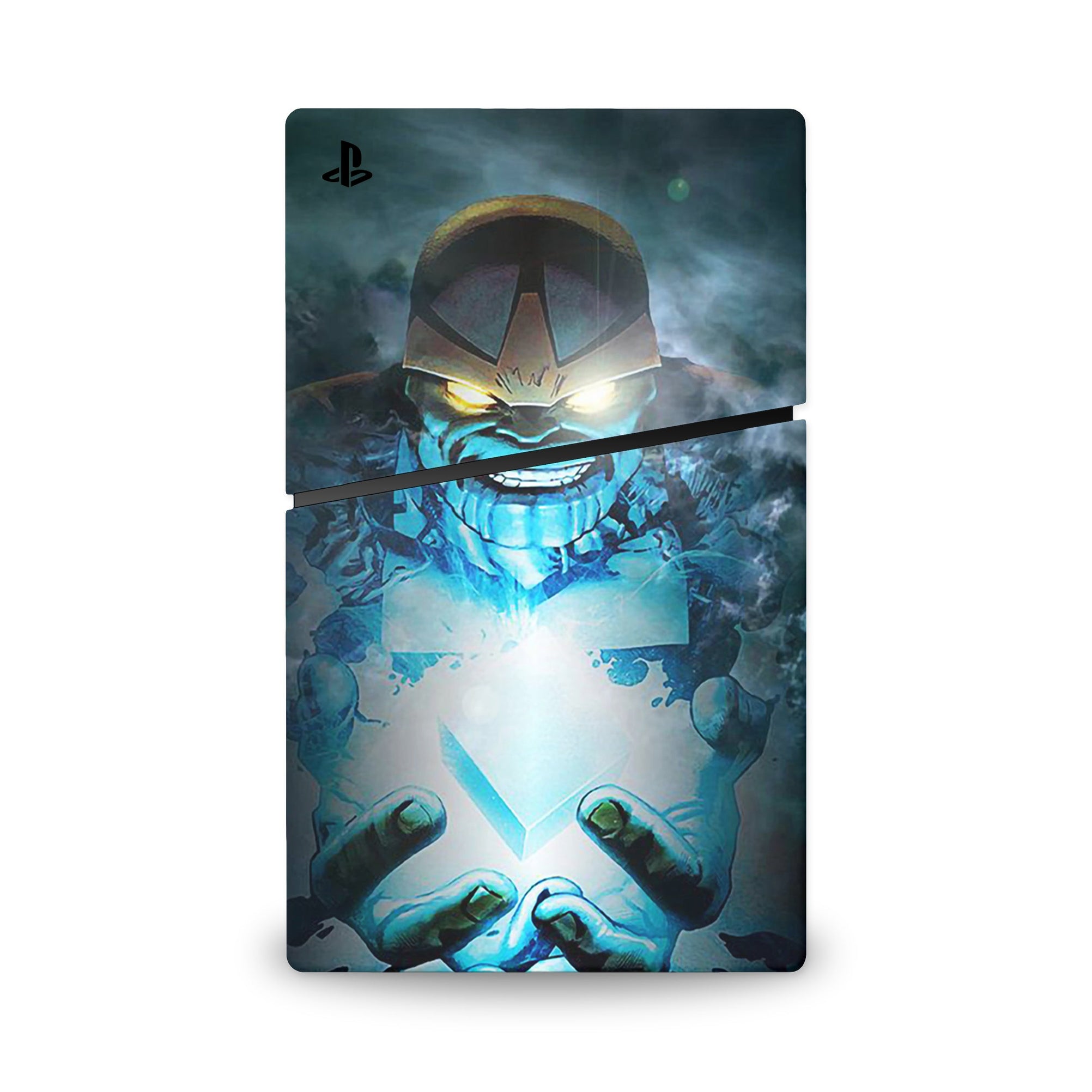 A video game skin featuring a Chaos Titan 3 design for the PS5 Slim.