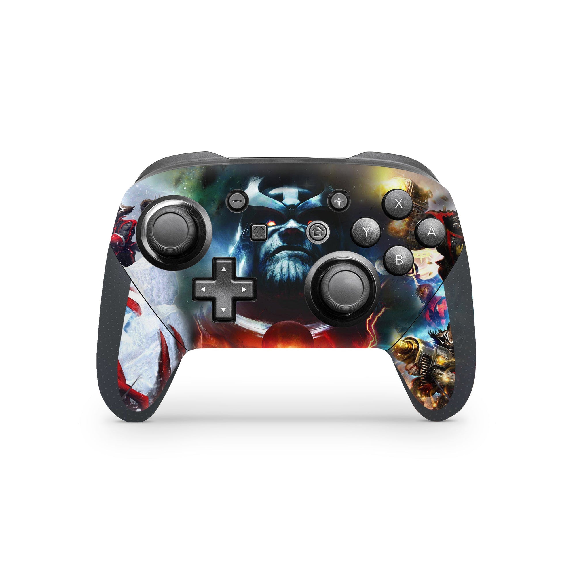 A video game skin featuring a Chaos Titan 4 design for the Nintendo Switch Pro Controller.