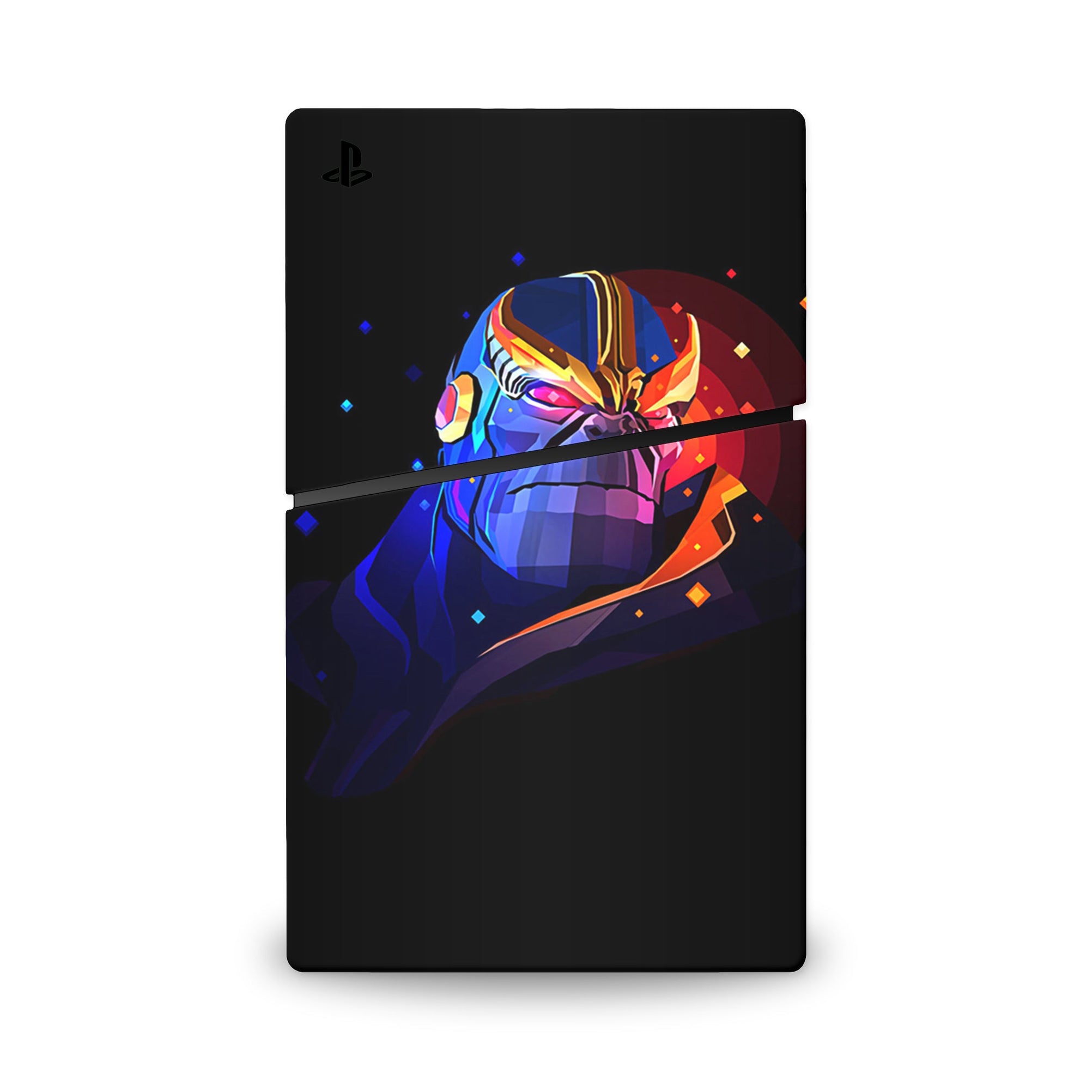 A video game skin featuring a Chaos Titan 7 design for the PS5 Slim Digital.