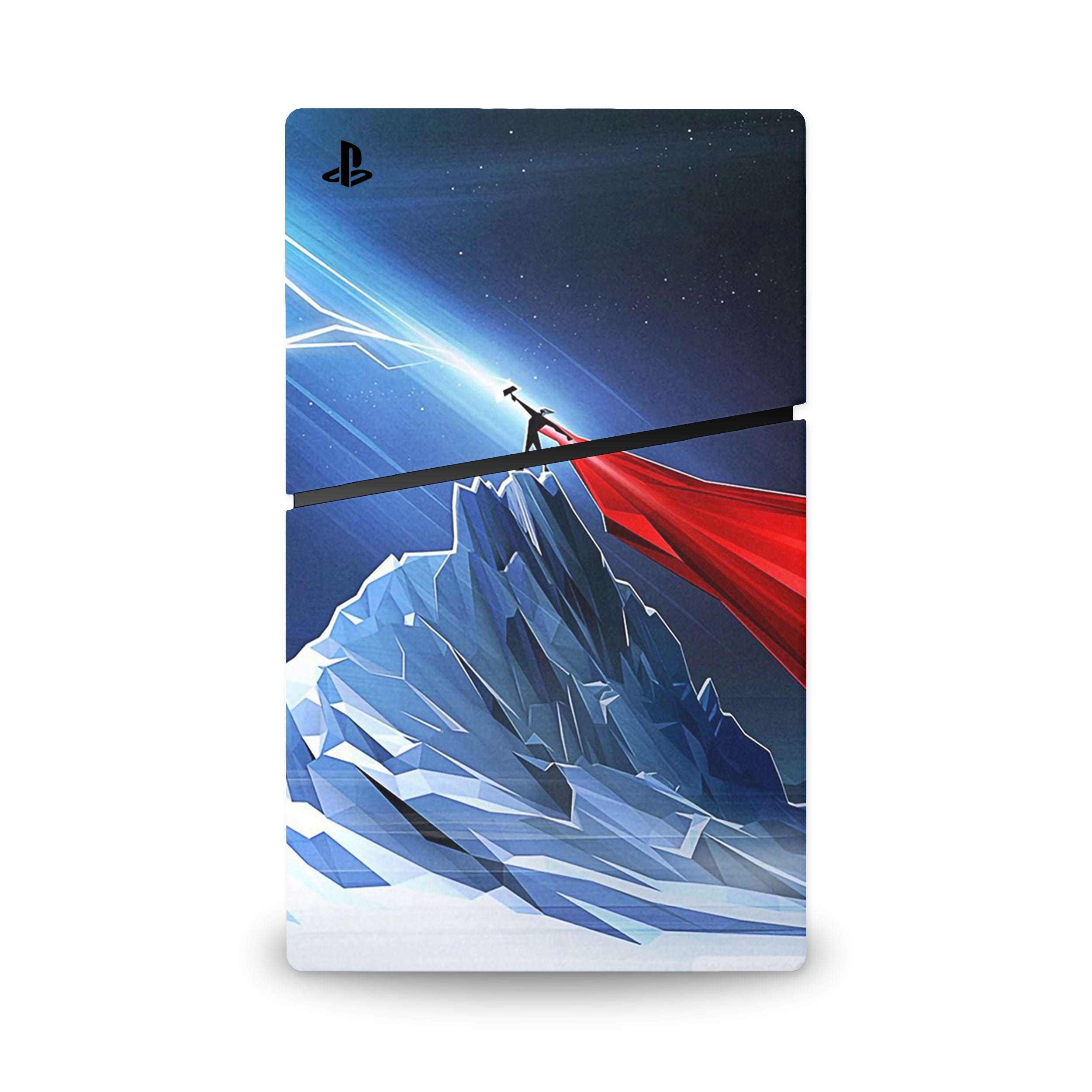 A video game skin featuring a God of Thunder 3 design for the PS5 Slim Digital.