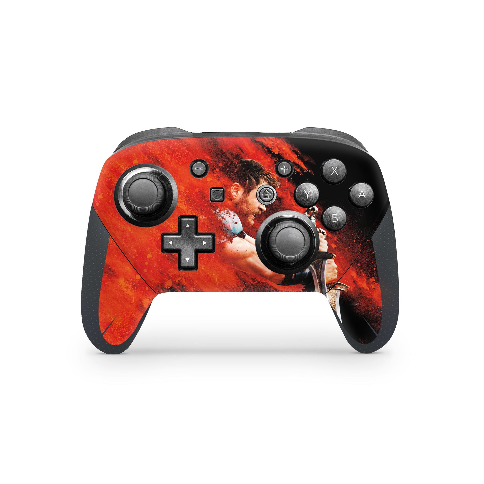 A video game skin featuring a God of Thunder 5 design for the Nintendo Switch Pro Controller.