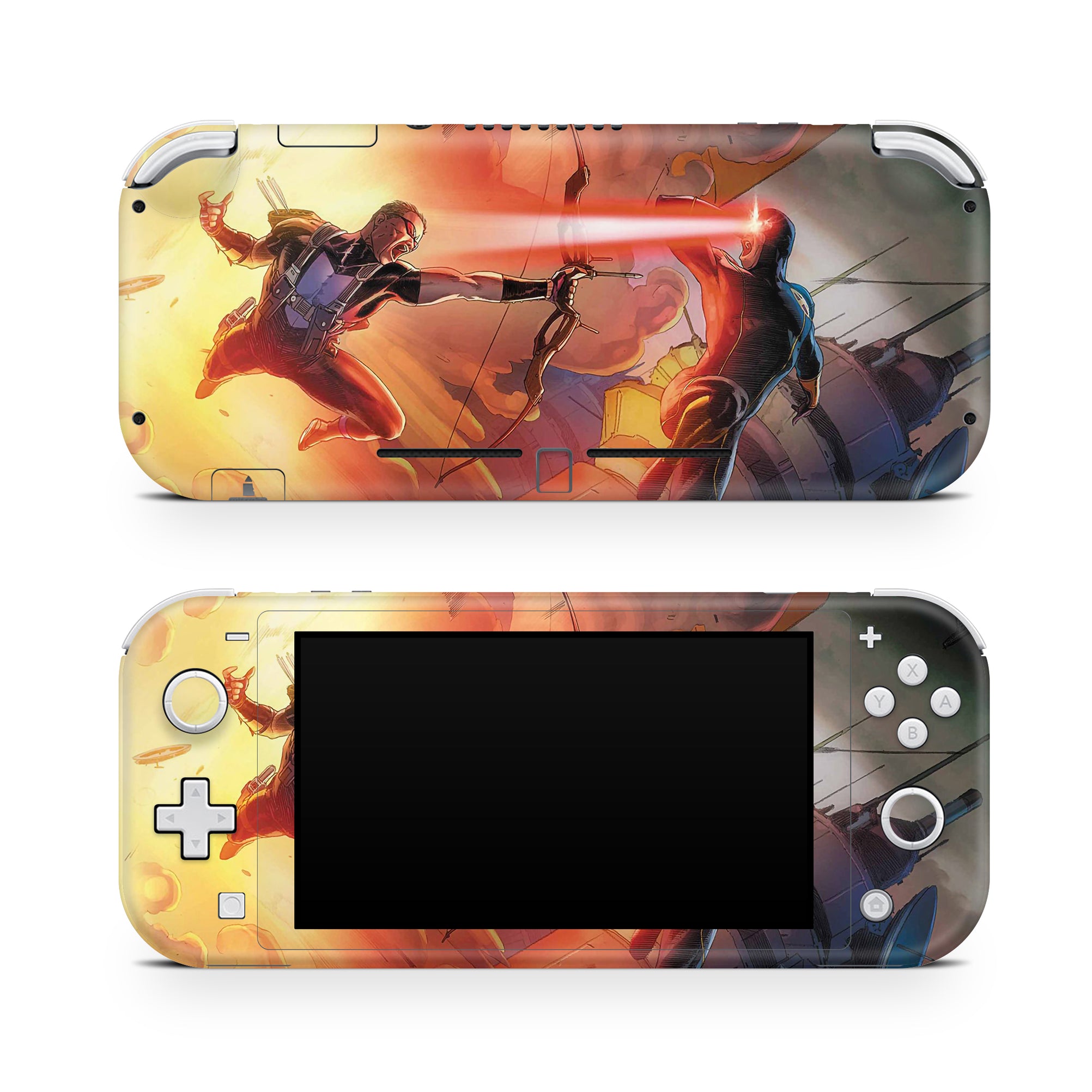 A video game skin featuring a Optic Blast 3 design for the Nintendo Switch Lite.