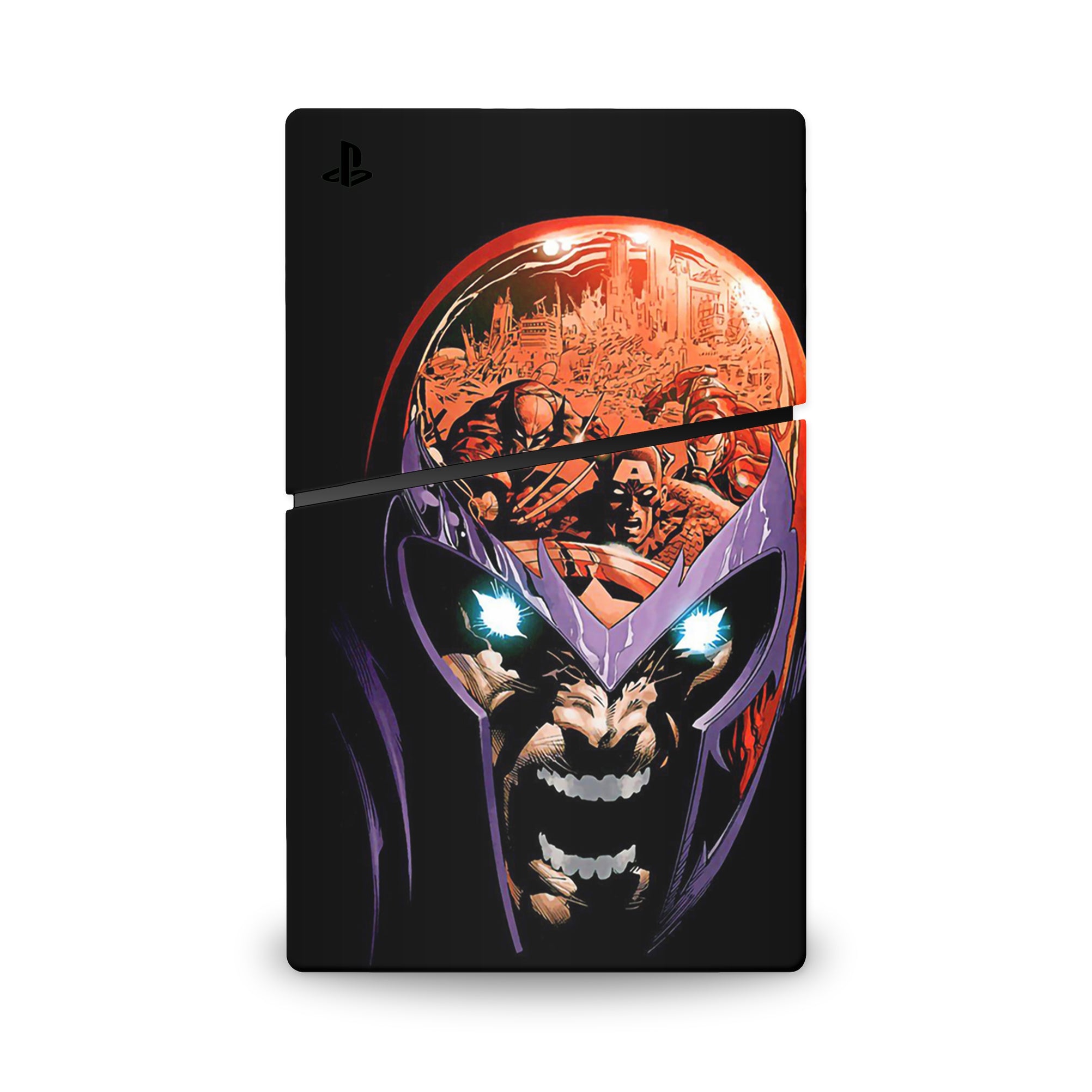 A video game skin featuring a Master of Magnetism 1 design for the PS5 Slim.