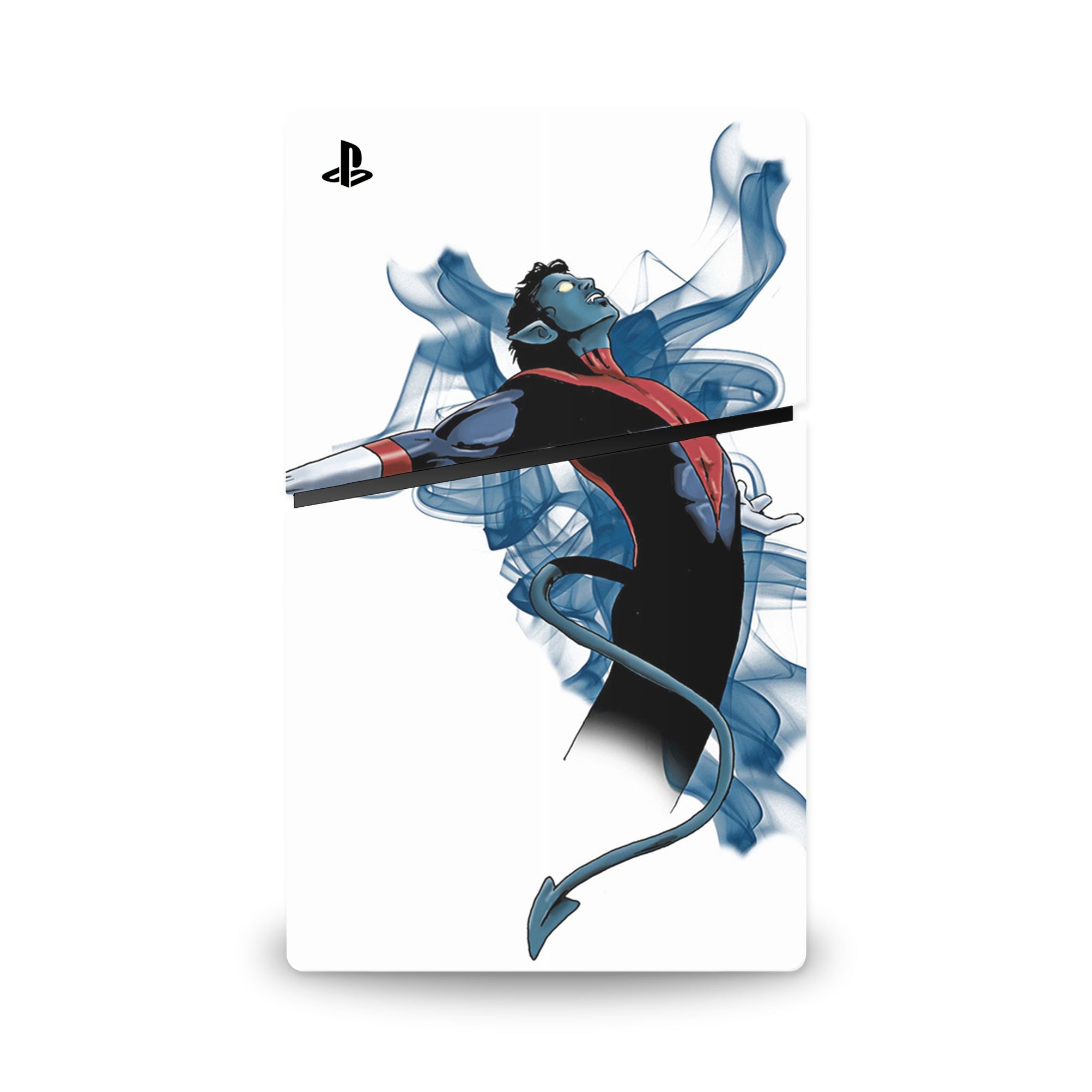 A video game skin featuring a Teleporting Trickster 1 design for the PS5 Slim.