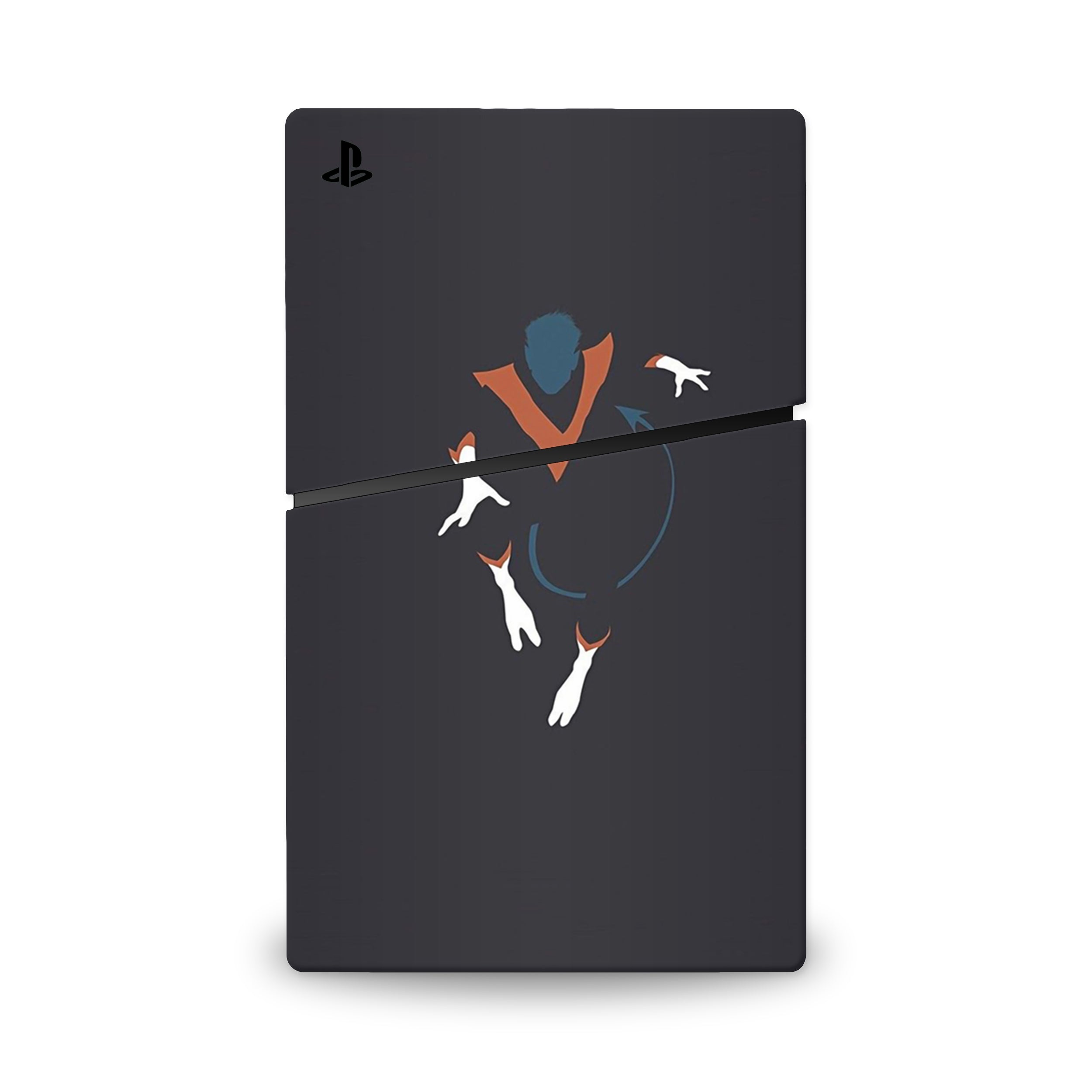 A video game skin featuring a Teleporting Trickster 2 design for the PS5 Slim.