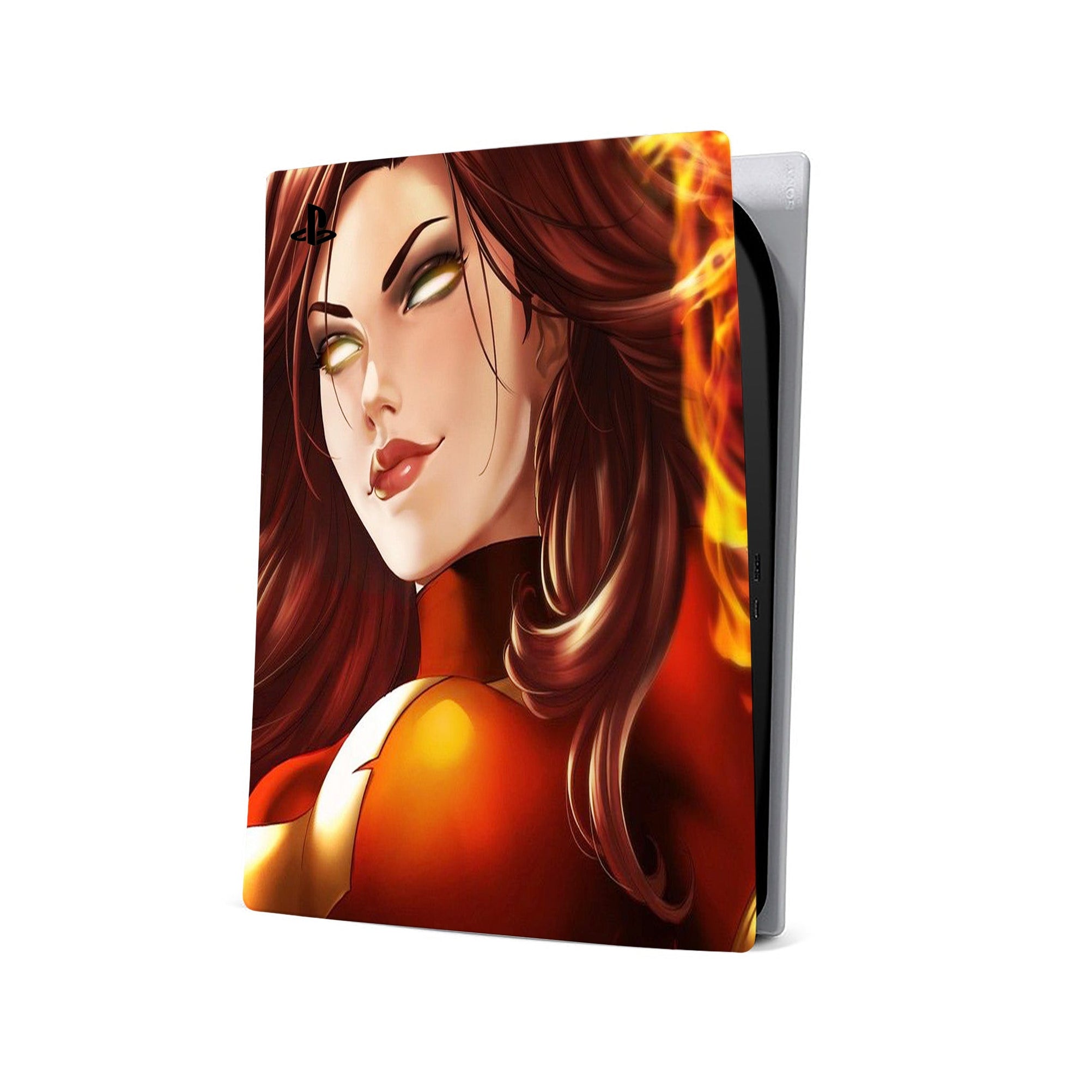 A video game skin featuring a Flaming Avenger 1 design for the PS5 Digital.