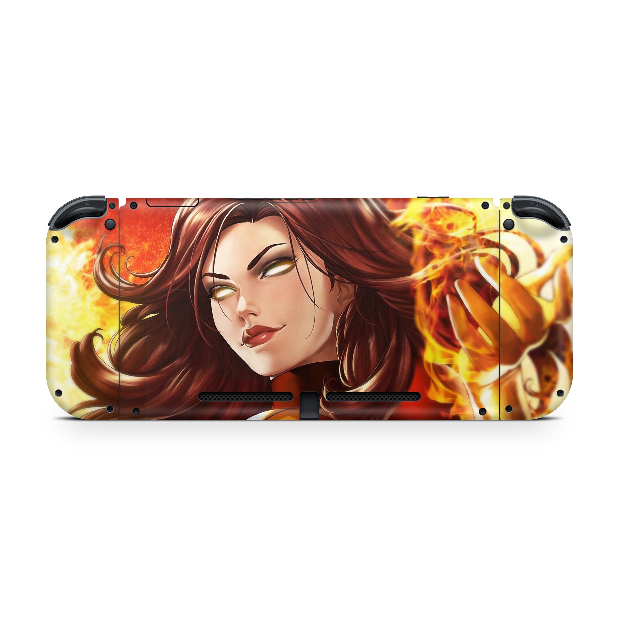 A video game skin featuring a Flaming Avenger 1 design for the Nintendo Switch.