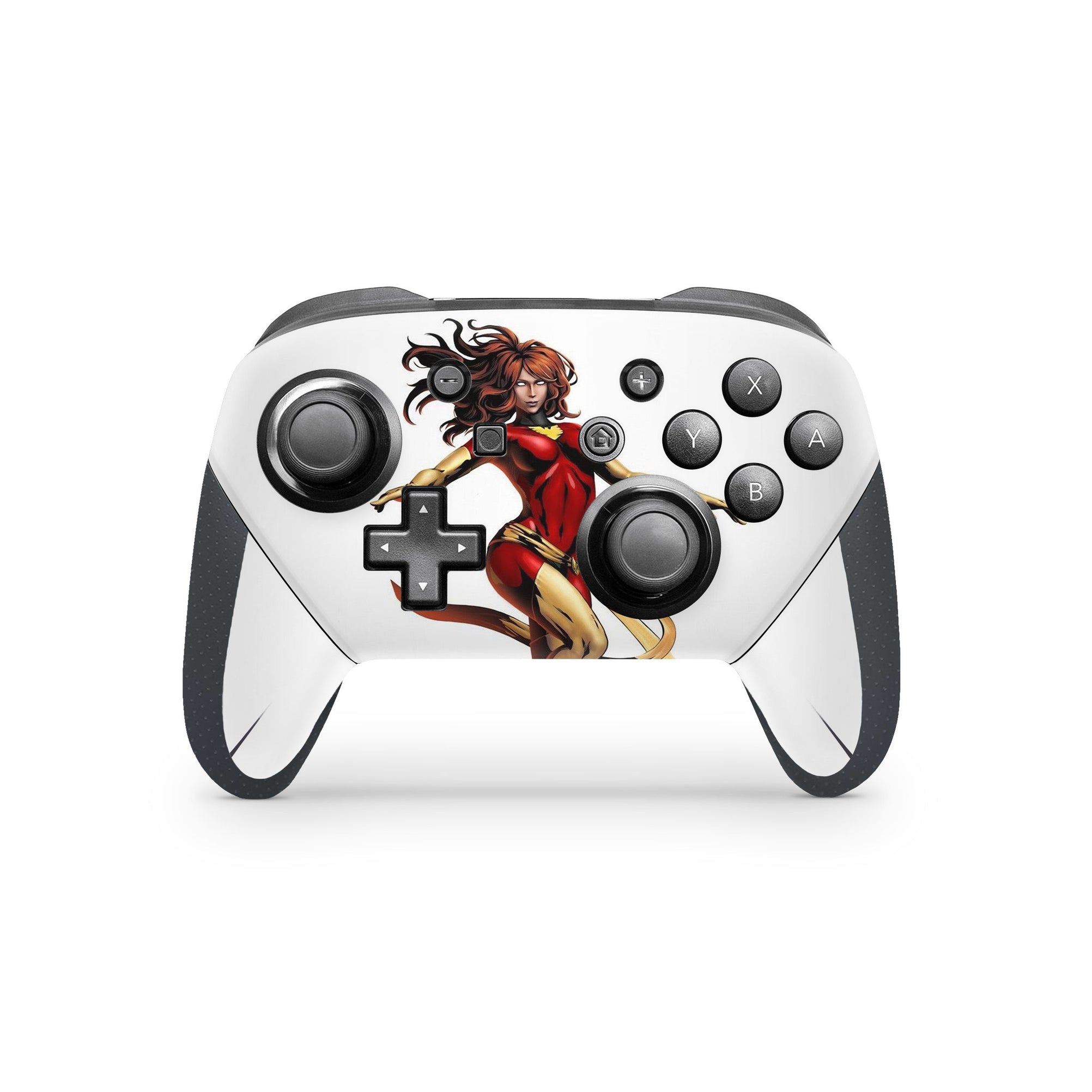 A video game skin featuring a Flaming Avenger 2 design for the Nintendo Switch Pro Controller.