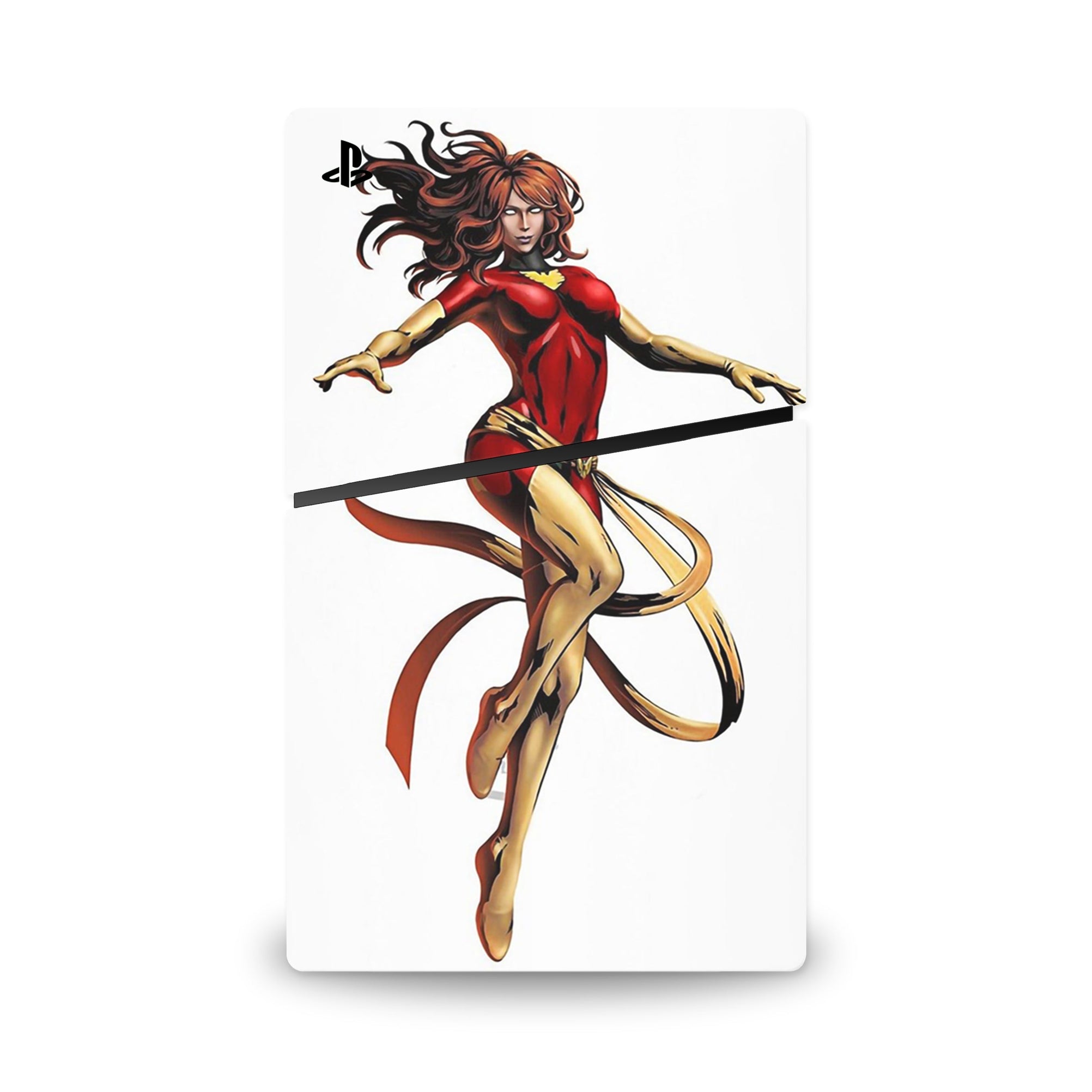 A video game skin featuring a Flaming Avenger 2 design for the PS5 Slim Digital.