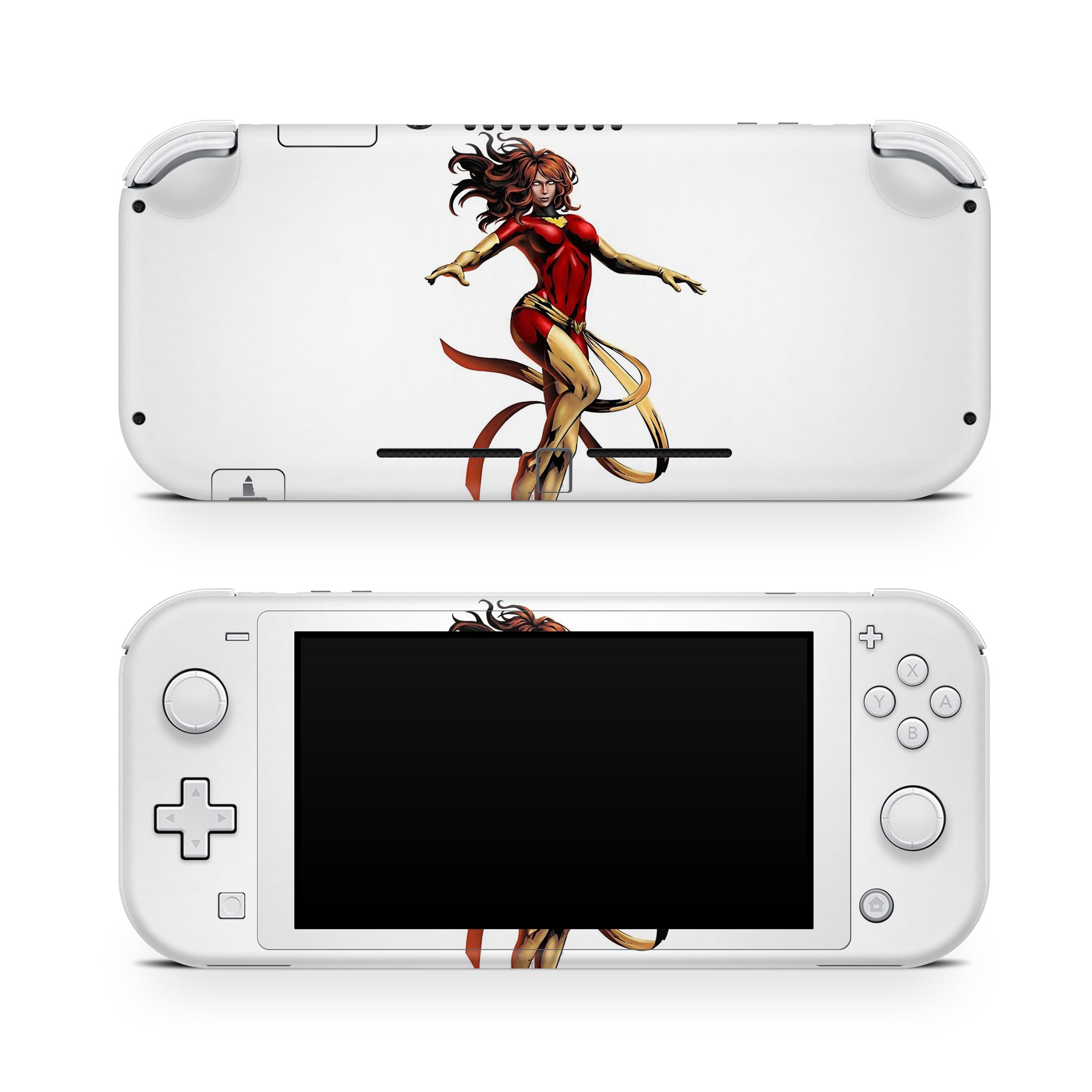 A video game skin featuring a Flaming Avenger 2 design for the Nintendo Switch Lite.