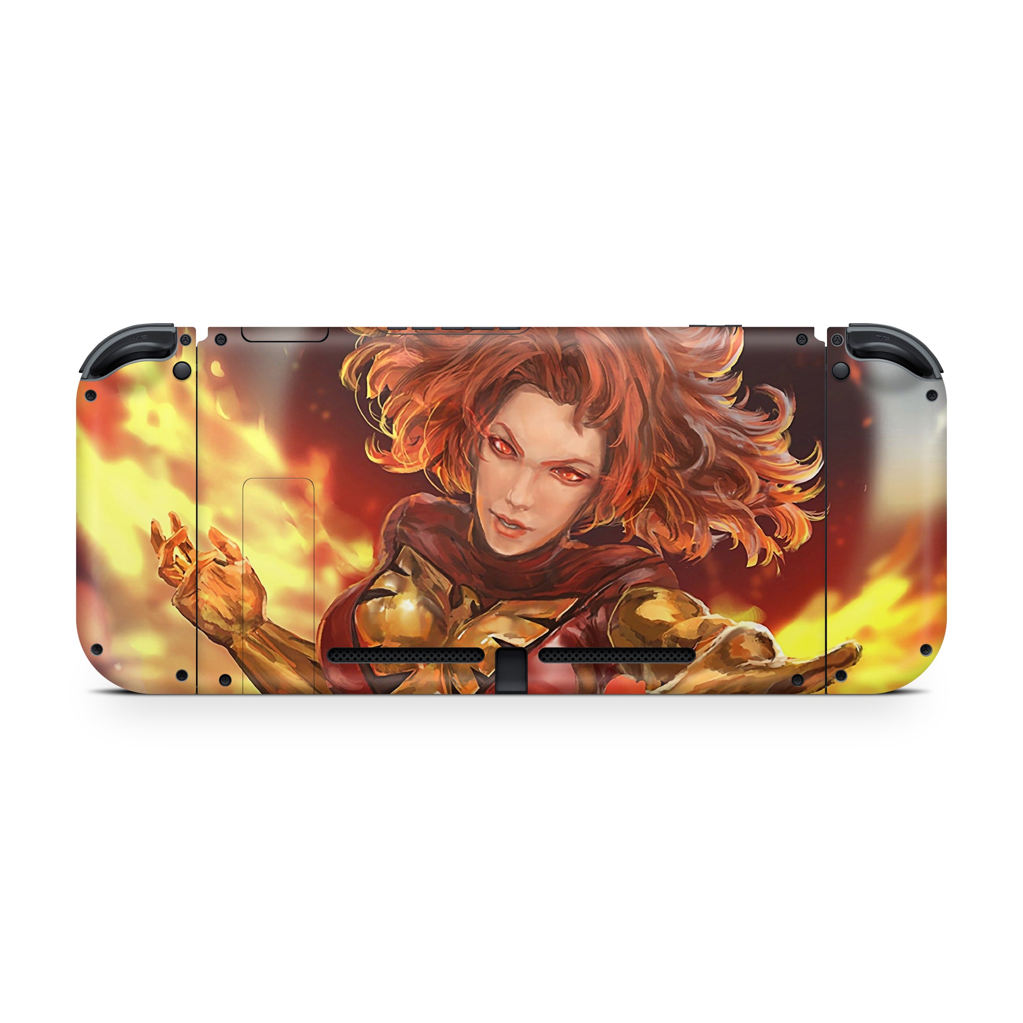 A video game skin featuring a Flaming Avenger 3 design for the Nintendo Switch.