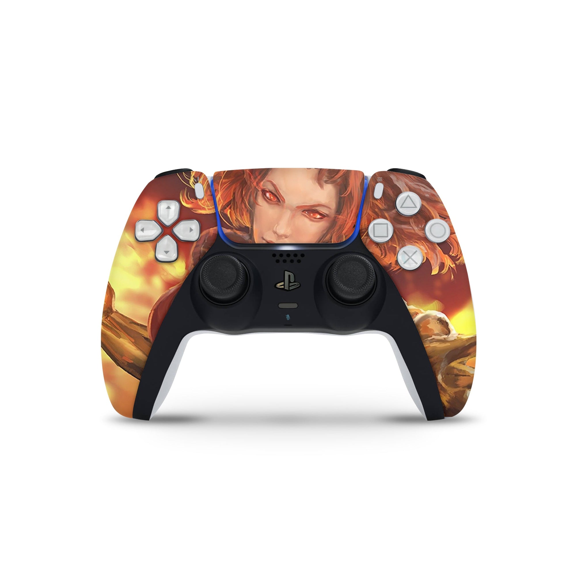 A video game skin featuring a Flaming Avenger 3 design for the PS5 Controller.