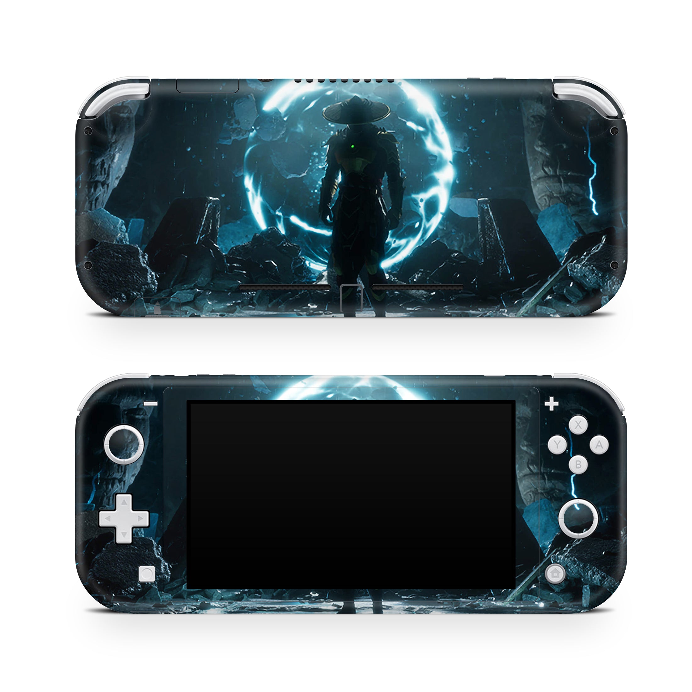 A video game skin featuring a Thunder God 1 design for the Nintendo Switch Lite.