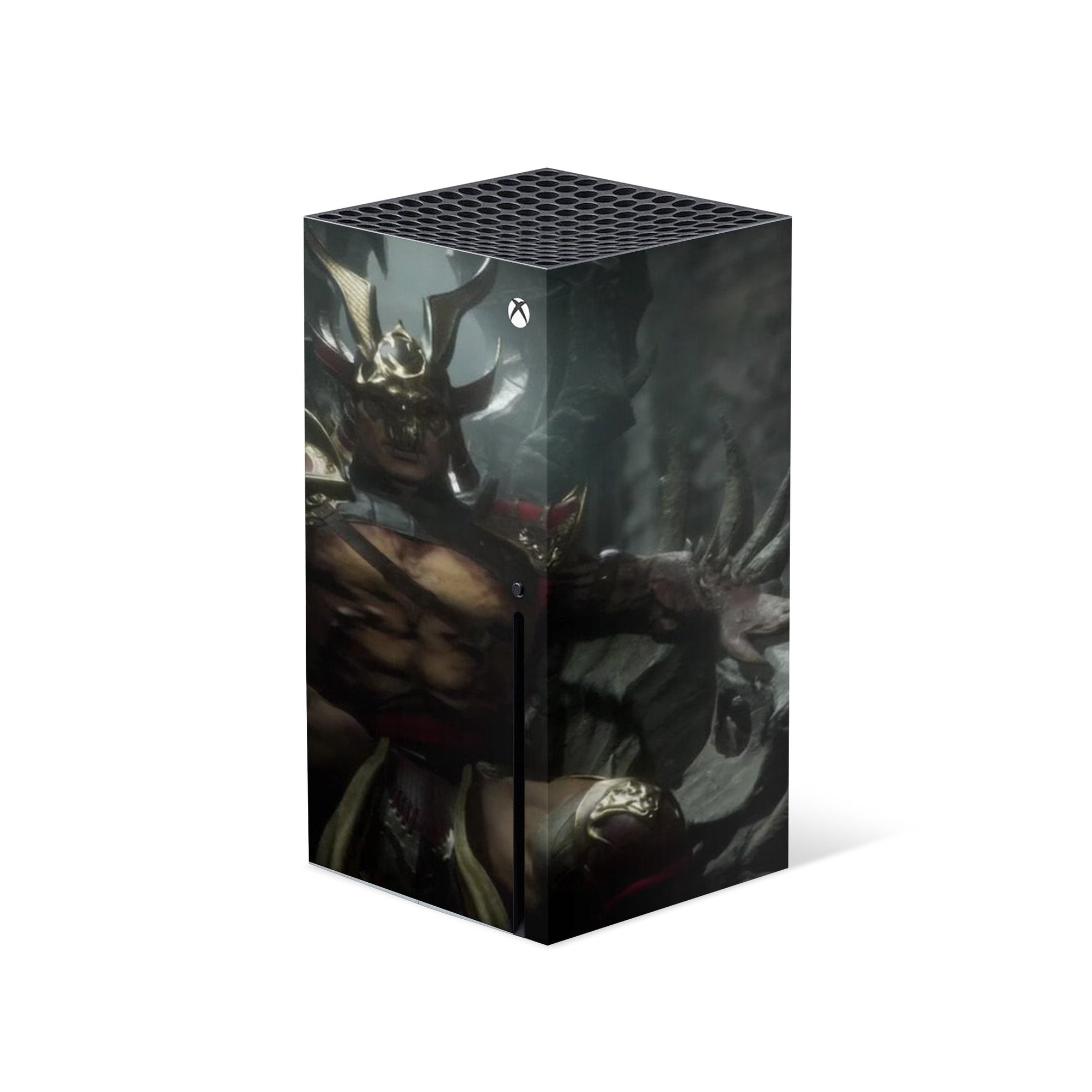 A video game skin featuring a Conquering Outworld Warlord 1 design for the Xbox Series X.